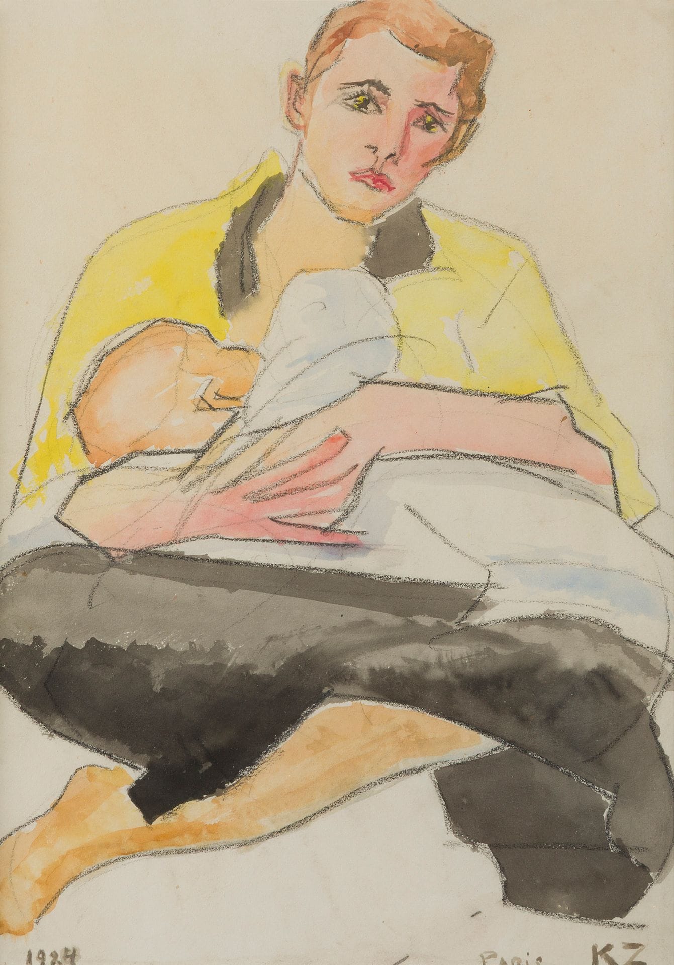 Kazimierz ZIELENIEWSKI (1888-1931)
Portrait of the artist's wife, 1924
Watercolor over charcoal.
Located Paris and monogrammed lower right.
Dated lower left.
33.1 x 22.7 cm

[Poland] [Polish art] [sztuka polska]