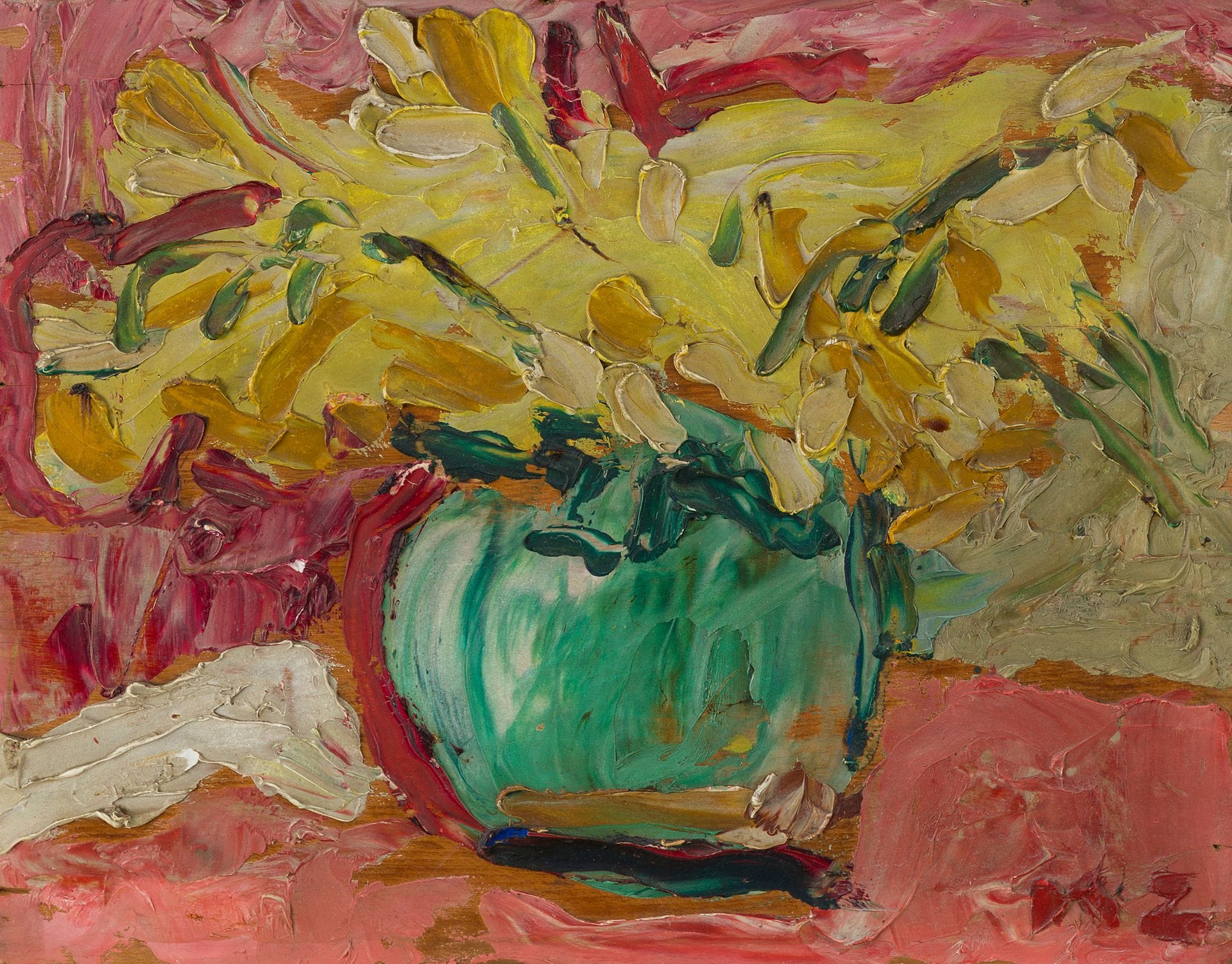 Kazimierz ZIELENIEWSKI (1888-1931)
Still life with daffodils
Oil on panel.
Monogrammed lower right.
An invitation to the exhibition organized by Bernheim-Jeune from December 5 to 16, 1927 on the reverse.
20.5 x 26.3 cm

[Poland] [Polish art] [sztuka polska]