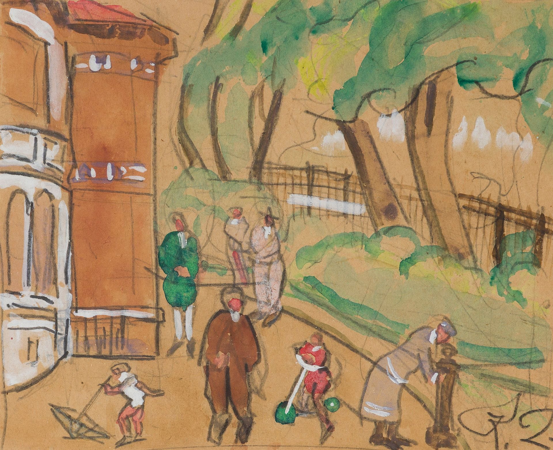 Kazimierz ZIELENIEWSKI (1888-1931)
Pavillon Davioud au jardin du Luxembourg
Aquarelle et mine de plomb.
Monogrammée en bas à droite.
19,6 x 23,6 cm

[Pologne] [art polonais] [sztuka polska]