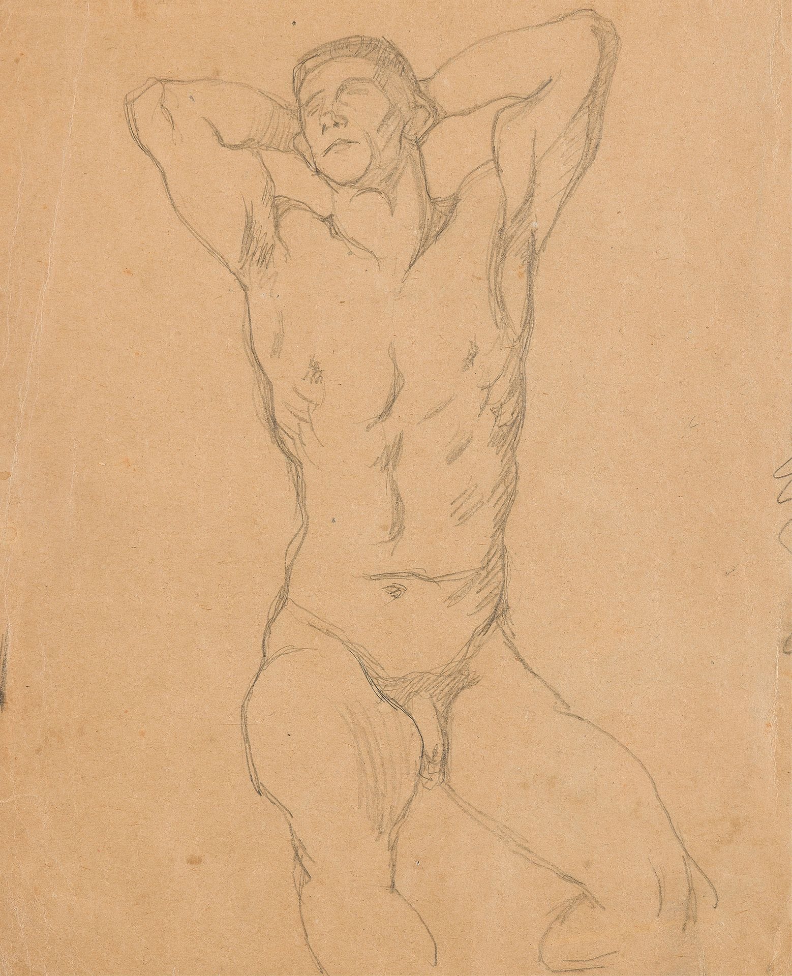 Henri BERLEWI (1894-1967)
Nu masculin
Mine de plomb.
30 x 25,5 cm

Provenance : 
Vente de l’atelier Berlewi, Mes Chapelle, Perrin, Fromantin, Versailles, 17 février 1974 (cachet au revers).

[Pologne] [art polonais] [sztuka polska]