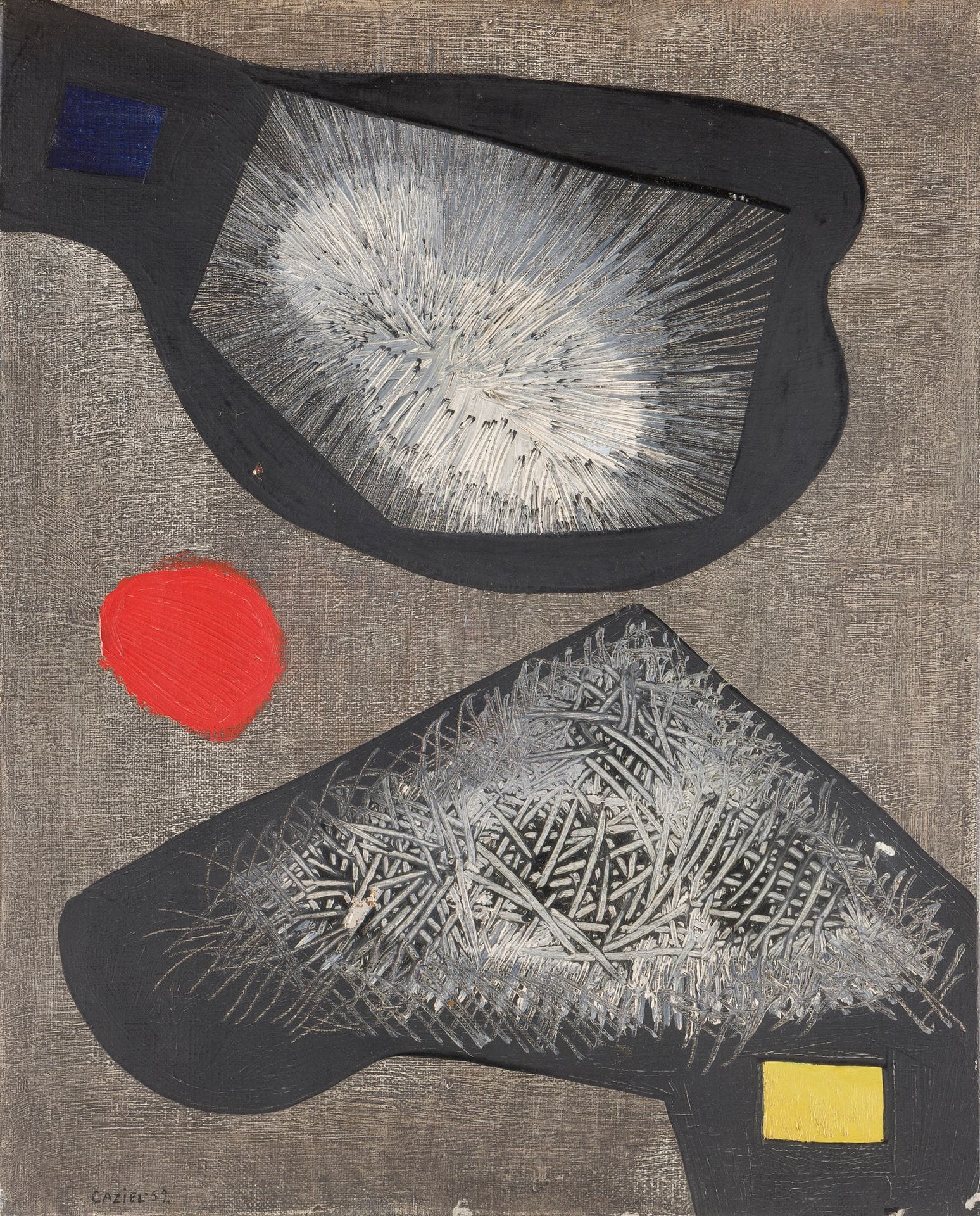 Kazimierz Zielenkiewicz, CAZIEL (1906-1988)
Space (red circle and yellow square), 1952
Oil on canvas.
Signed and dated on the back.
41 x 33 cm

Provenance : 
- Michel Seuphor, Paris. Gift of the artist.
- Private collection, France.

[Poland] [Polish art] [sztuka polska]