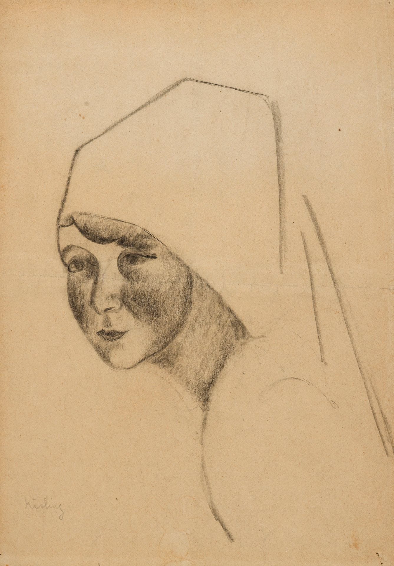 Moïse KISLING (1891–1953)
The Nurse, 1915
Charcoal.
Signed lower left.
30.7 × 22.8 cm
(Stains and crease).

Provenance:
Former collection of J. Kisling. By descent. 

Bibliography:
Henri Troyat and Jean Kisling, Moïse Kisling: Catalogue raisonné de l’œuvre peint, vol. II, Éditions Jean Kisling, Paris, 1982, no. 9, reproduced on p. 104.

[Poland] [Polish art] [sztuka polska]