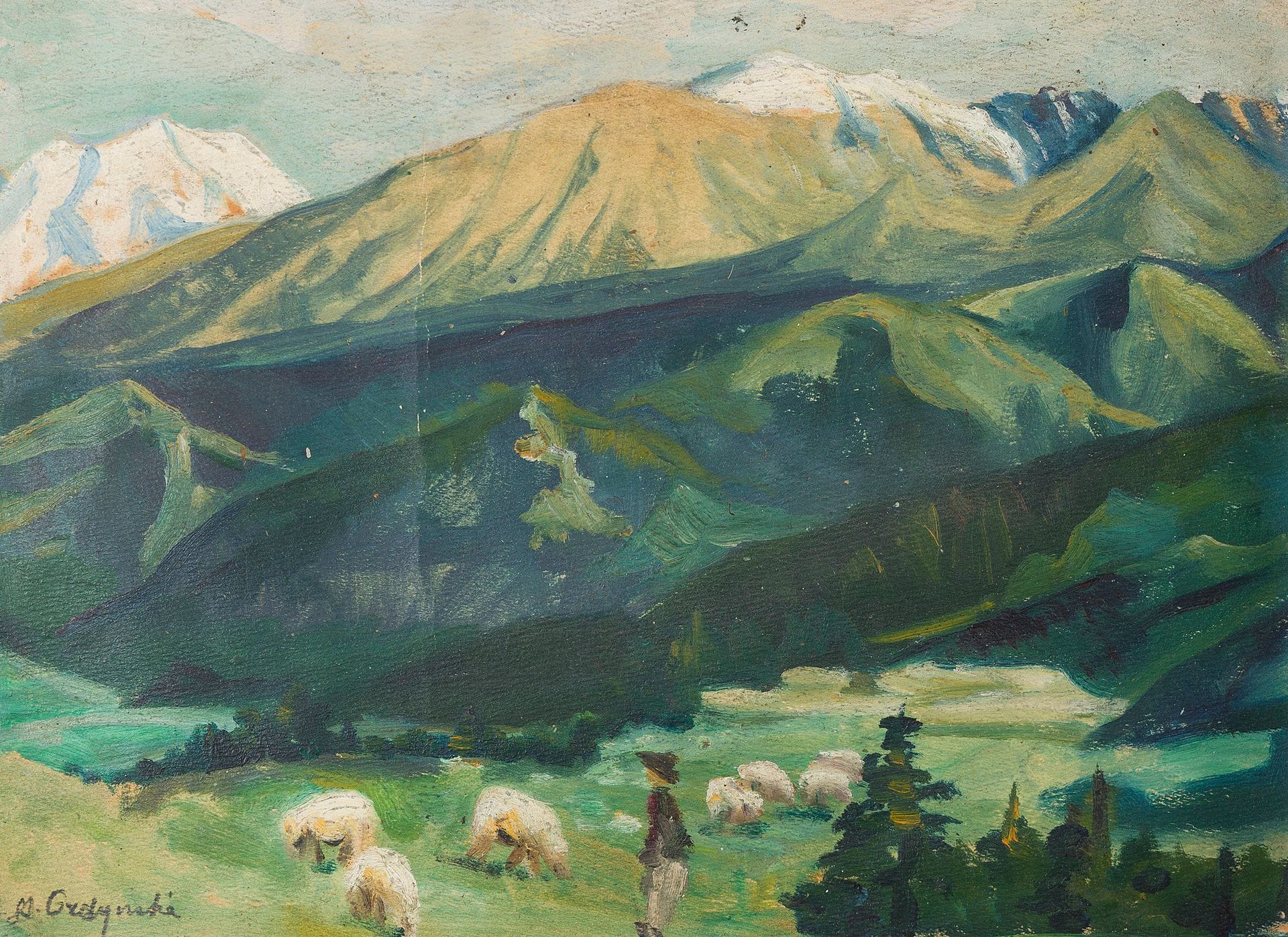 Stefania Ordyńska-MORAWSKA (1882-1968)
Paysage de Tatra
Huile sur papier.
Signée en bas à gauche.
(Pliure).
24 x 33,5 cm

[Pologne] [art polonais] [sztuka polska]