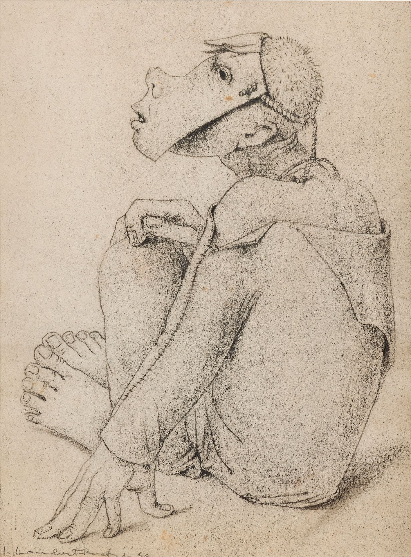 Jean LAMBERT-RUCKI (1888-1967)
Crouching man with mask, 1940
Graphite.
Signed and dated lower left.
31 x 22.5 cm on view

[Poland] [Polish art] [sztuka polska]