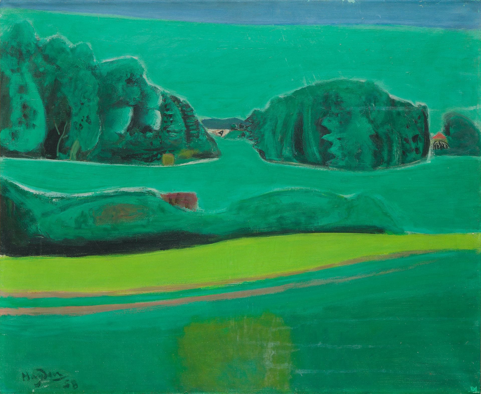 Henri HAYDEN (1883-1970)
Paysage vert, 1958
Huile sur toile.
Signée et datée en bas à gauche.
54 x 65 cm

Provenance :
Collection Pierre Célice.

[Pologne] [art polonais] [sztuka polska]