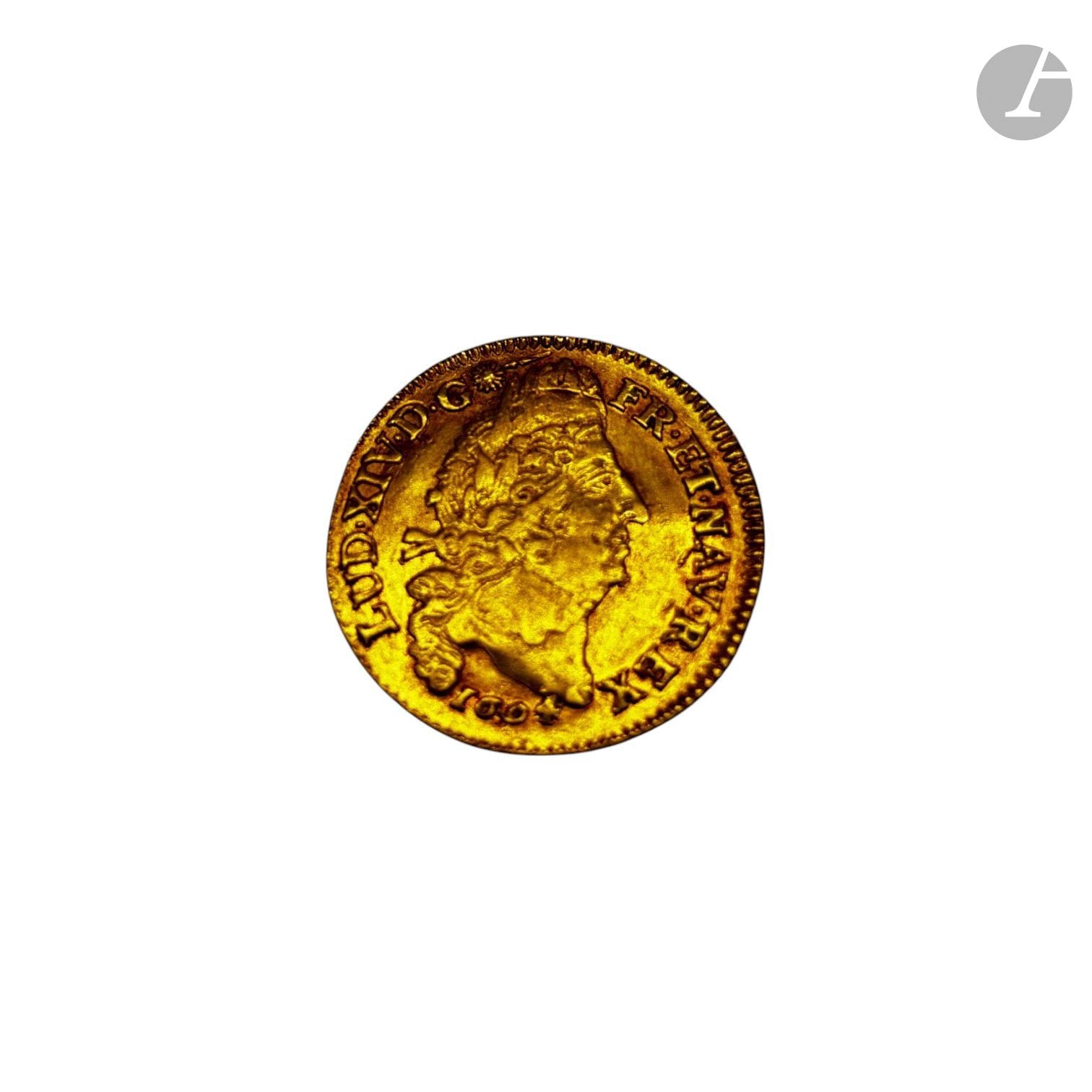 A 1 Louis d'or coin featuring the 4L Louis XIV, 1694.
Net weight: 6.67 g

BUYER'S FEES: 8% (excluding tax)