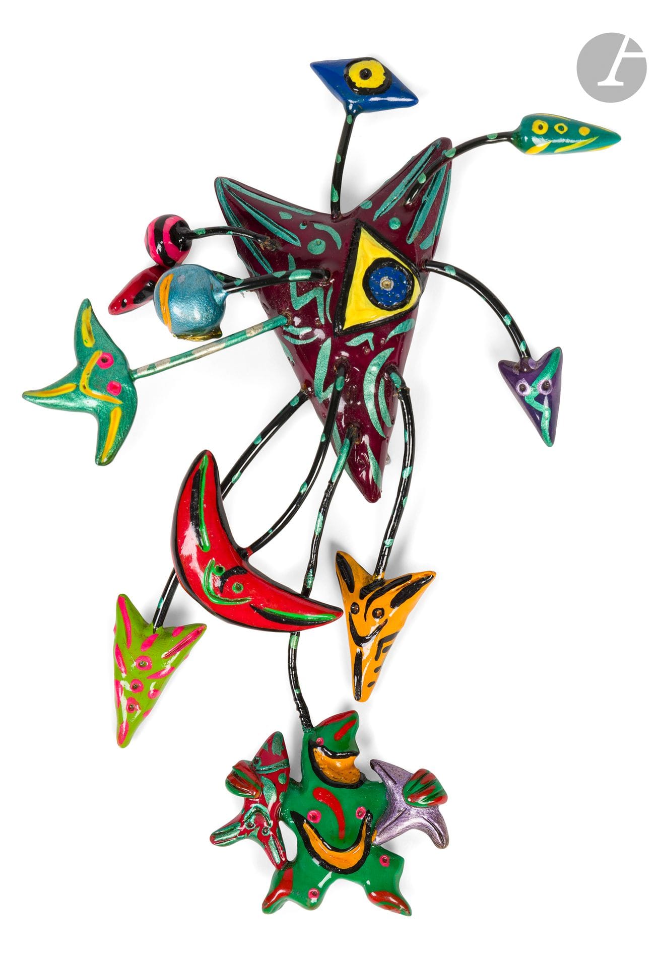 Federica MATTA (born in 1965)
Fantastic Heads
Polychrome resin brooch.
Signed on the back.
16 x 9 cm