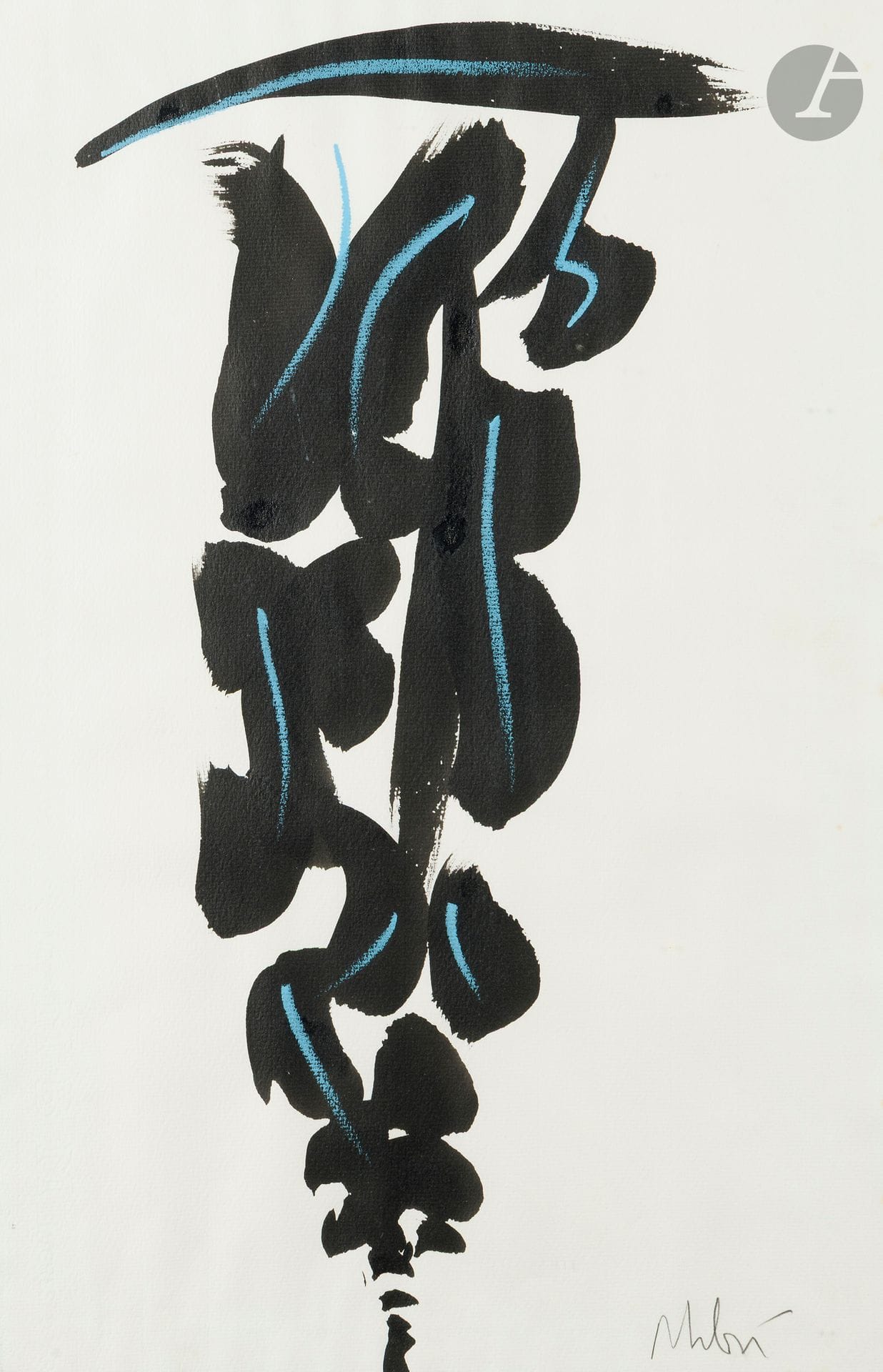 Olivier DEBRÉ (1920-1999)
Signe-personnage
Encre et pastel.
Signée en bas à droite.
49.5 x 32 cm