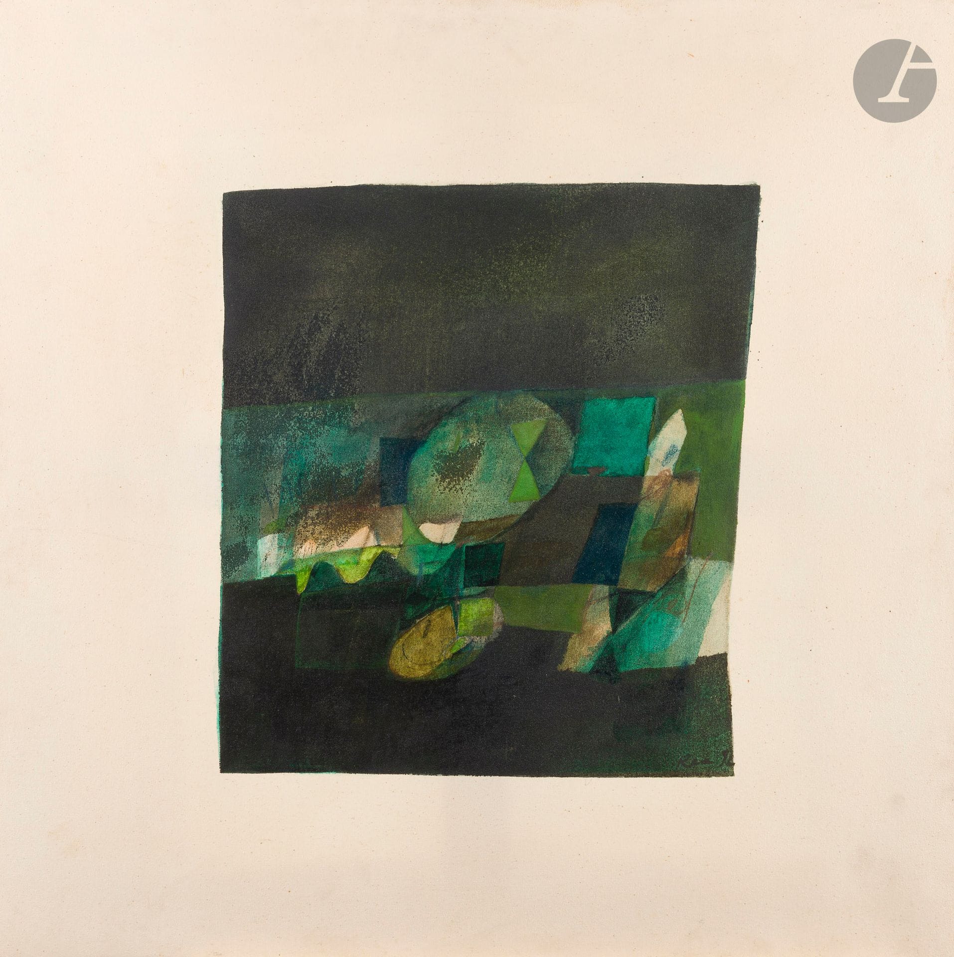 Carlo REA [Italian] (b. 1962) La Nuit, 1992 Acrylic on canvas. Signed and dated lower right. Signed and dated on back. 79 x 79 cm Exhibition: Carlo Réa, Galerie Berthet Aittouarès, Paris, May - June 1993, catalog, reproduced. A copy of the catalog and a watercolor will be given to the purchaser.