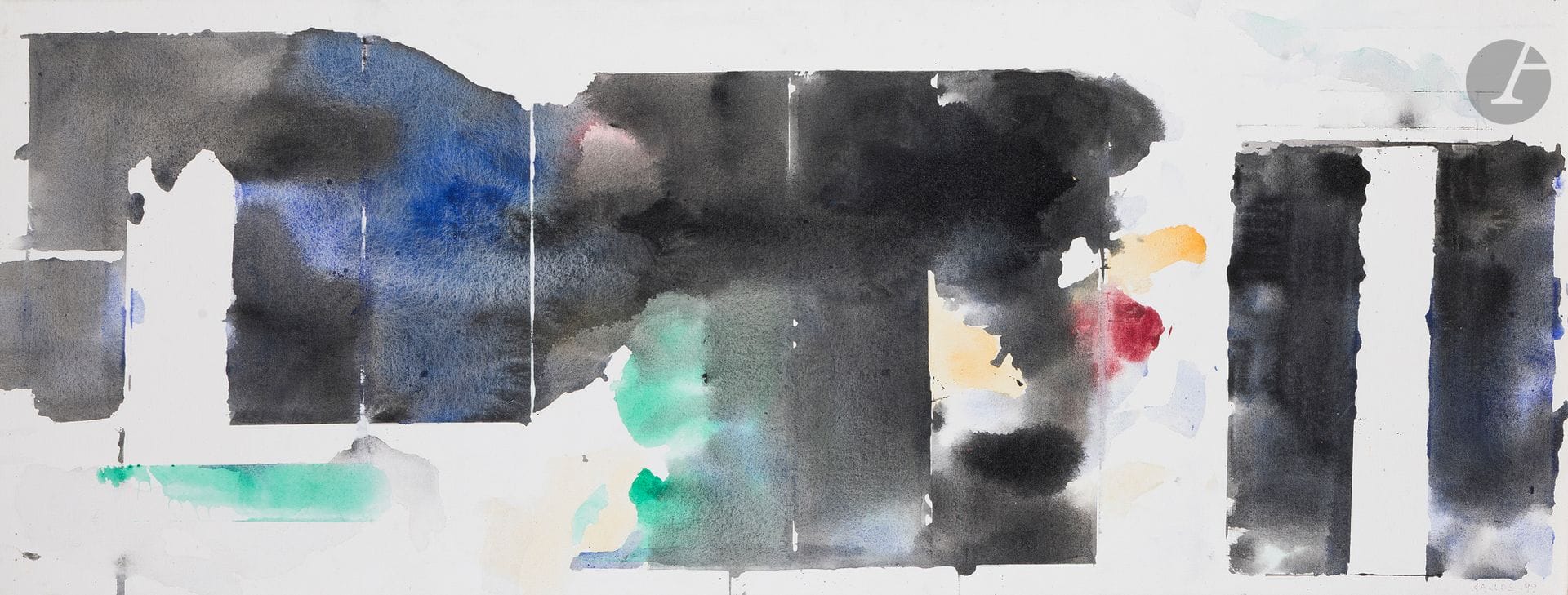 Paul KALLOS [Hungarian] (1928–2001)
The Secret Doors, 1999
Acrylic on canvas.
Signed and dated lower right.
50 x 130 cm
