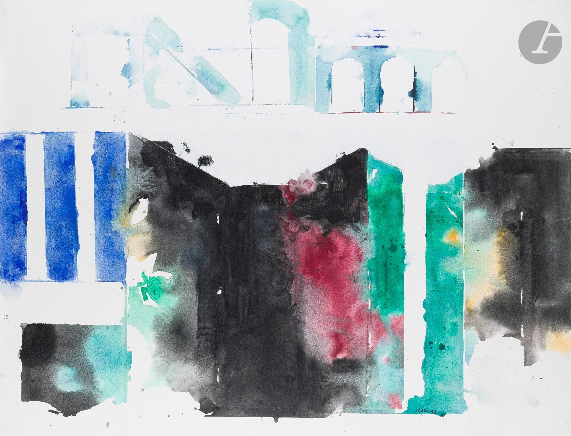 Paul KALLOS [hongrois] (1928-2001)
Nuit suspendue, 1992
Acrylique sur toile.
Signée, datée et titrée au dos.
89 x 116 cm