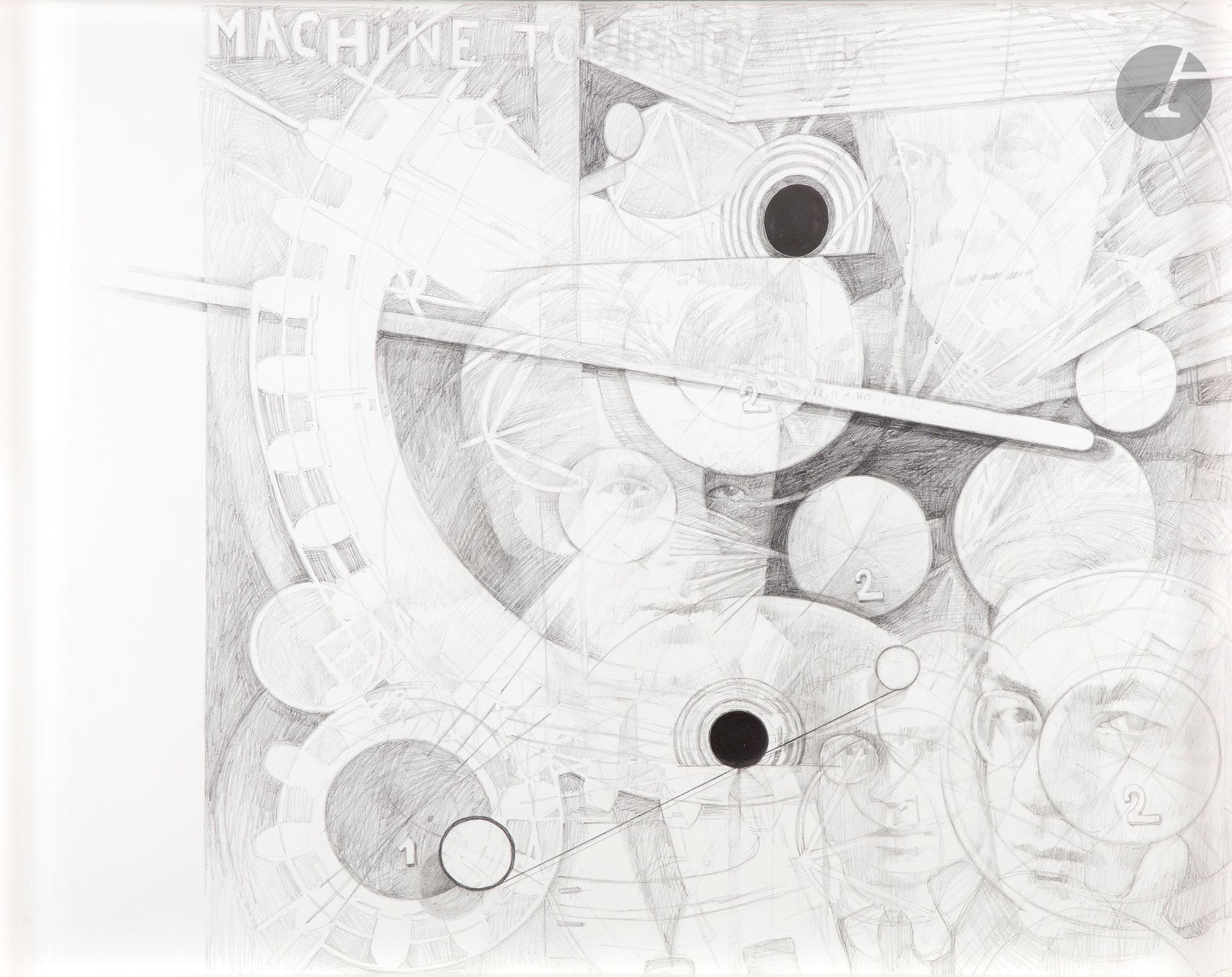 Jonathan SANTLOFER [American] (born 1946)
1 Woman, 2 Men, All Glass, 2010–2011
Graphite and collage on paper.
Signed, dated, and titled on the back.
57 x 71 cm