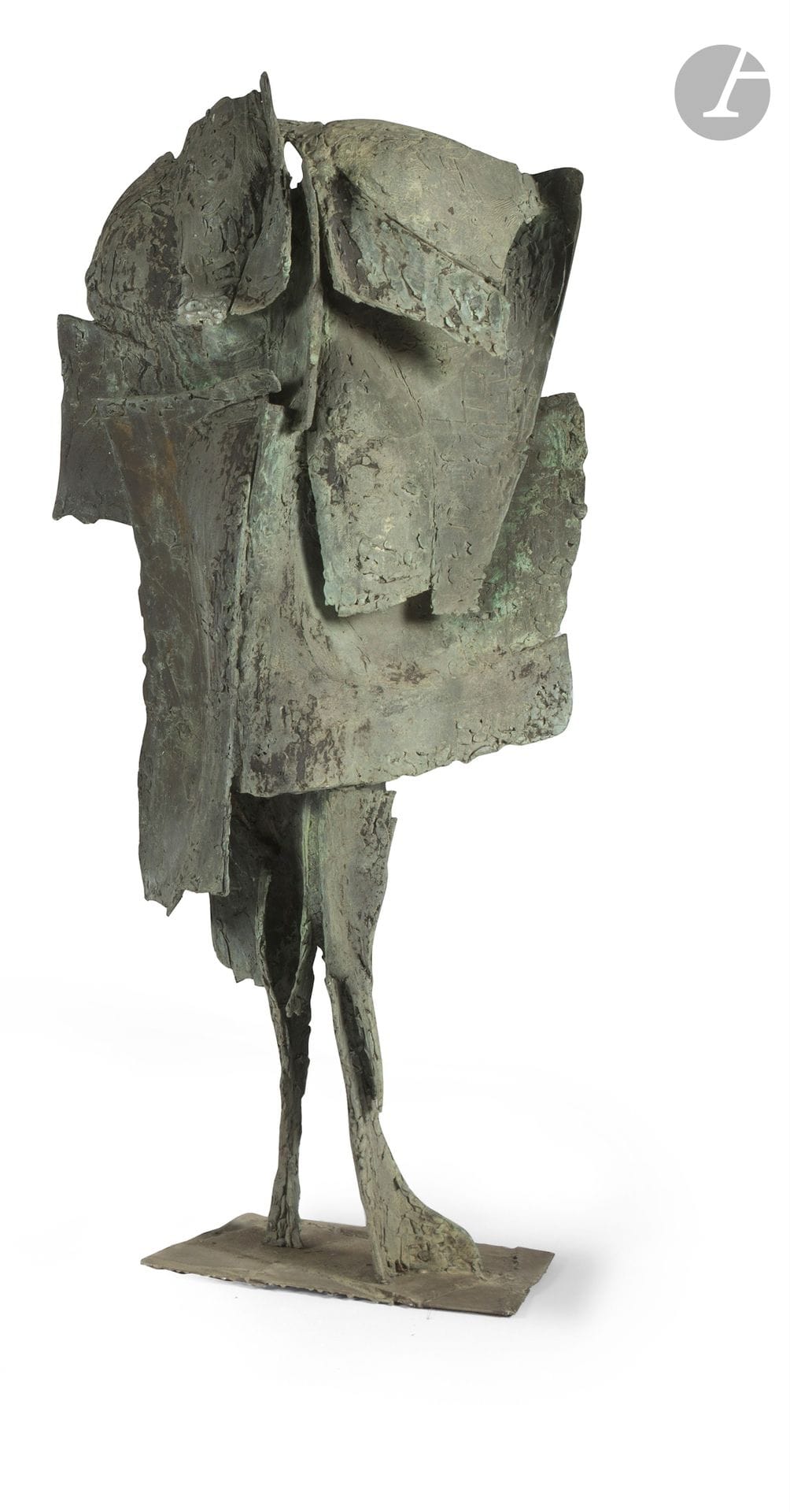 OLIVIER STREBELLE (1927–2017) 
Le Petit bonhomme, 1962
Bronze proof with an excavated-green patina. Signed and dated on the back. 
Height: 117 cm

Bibliography: 
Sophie Orloff, Michel Olyff, and Philippe Dasnoy—Olivier Strebelle: Journal d’un sculpteur—Éditions du Crédit communal de Belgique, Brussels, 1985. Another version of this sculpture is reproduced in the book dedicated to the artist.