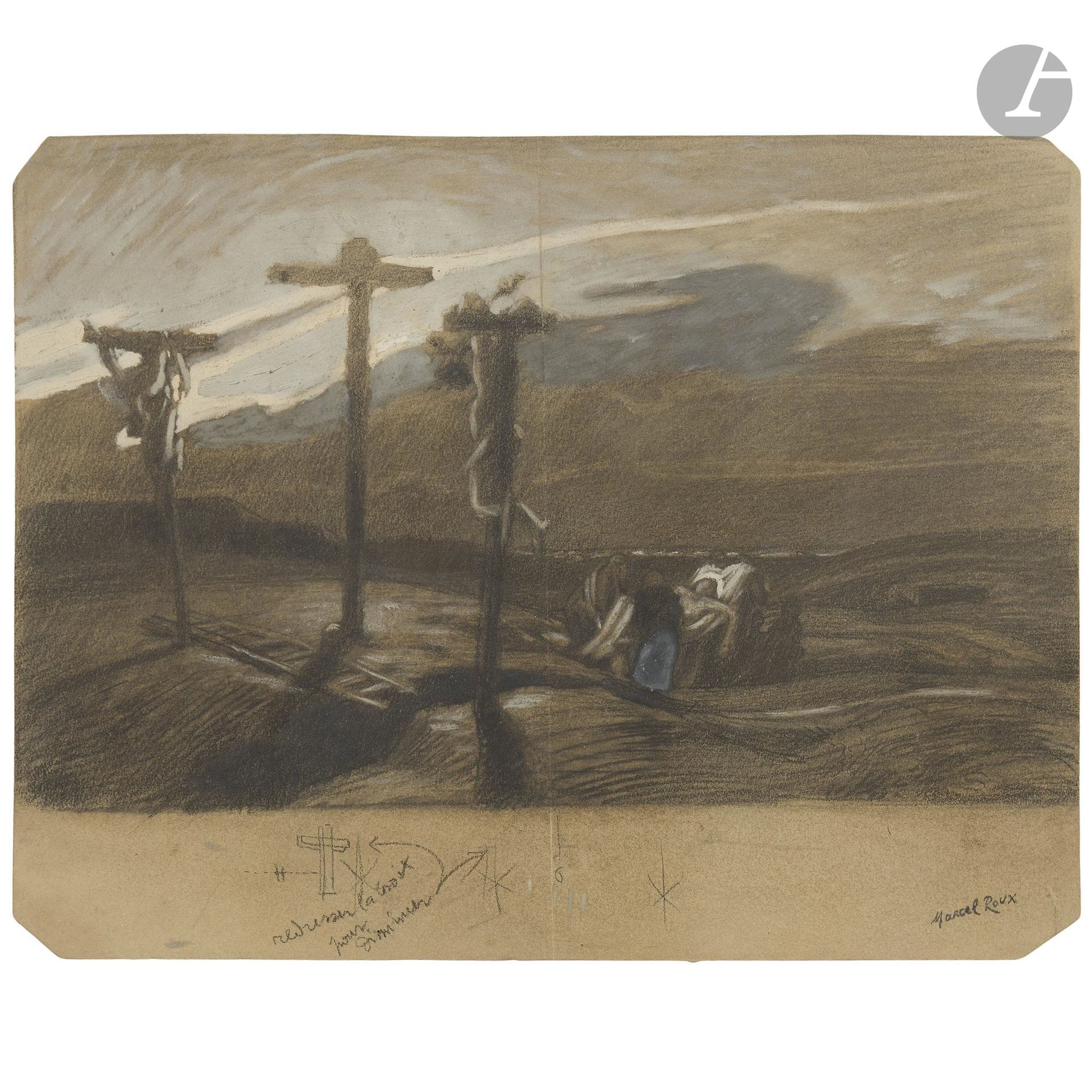 Marcel ROUX (1878–1922)
Golgotha
Charcoal and oil.
Signed lower right.
31 x 40.5 cm
