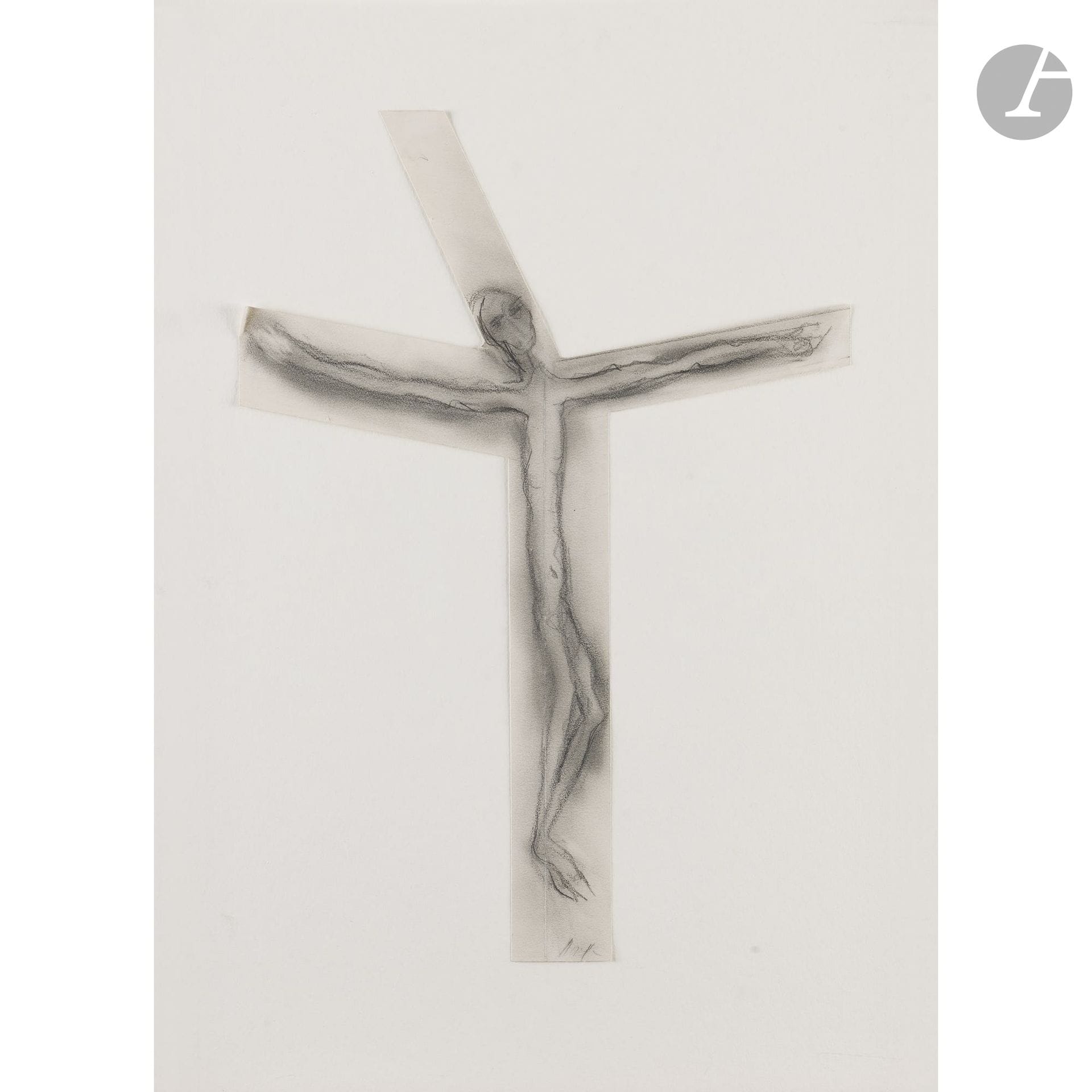 Jean ARP (1886–1966)
Crucifixion, ca. 1950–1953
Graphite and stump on cut-out paper.
Signed at the bottom.
46 x 32.5 cm

Provenance: 
Calmels Cohen Auction, François Arp Collection, Paris, June 12, 2003, lot 76.