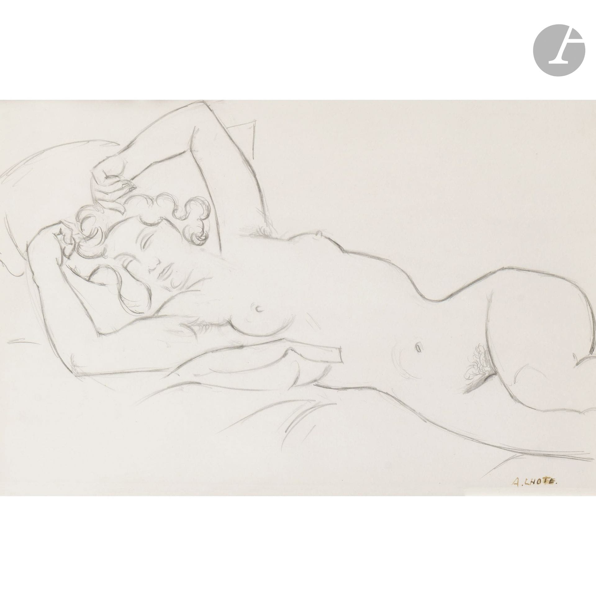 André LHOTE (1885–1962)
Reclining Nude
Graphite.
Signed lower right.
On the back, a label from the Frost &amp; Reed Gallery (London).
24 x 34 cm

Provenance: 
Tajan Auction, Paris, May 15, 2019, lot 258.

We thank Ms. Dominique Bermann Martin for confirming the authenticity of this work.