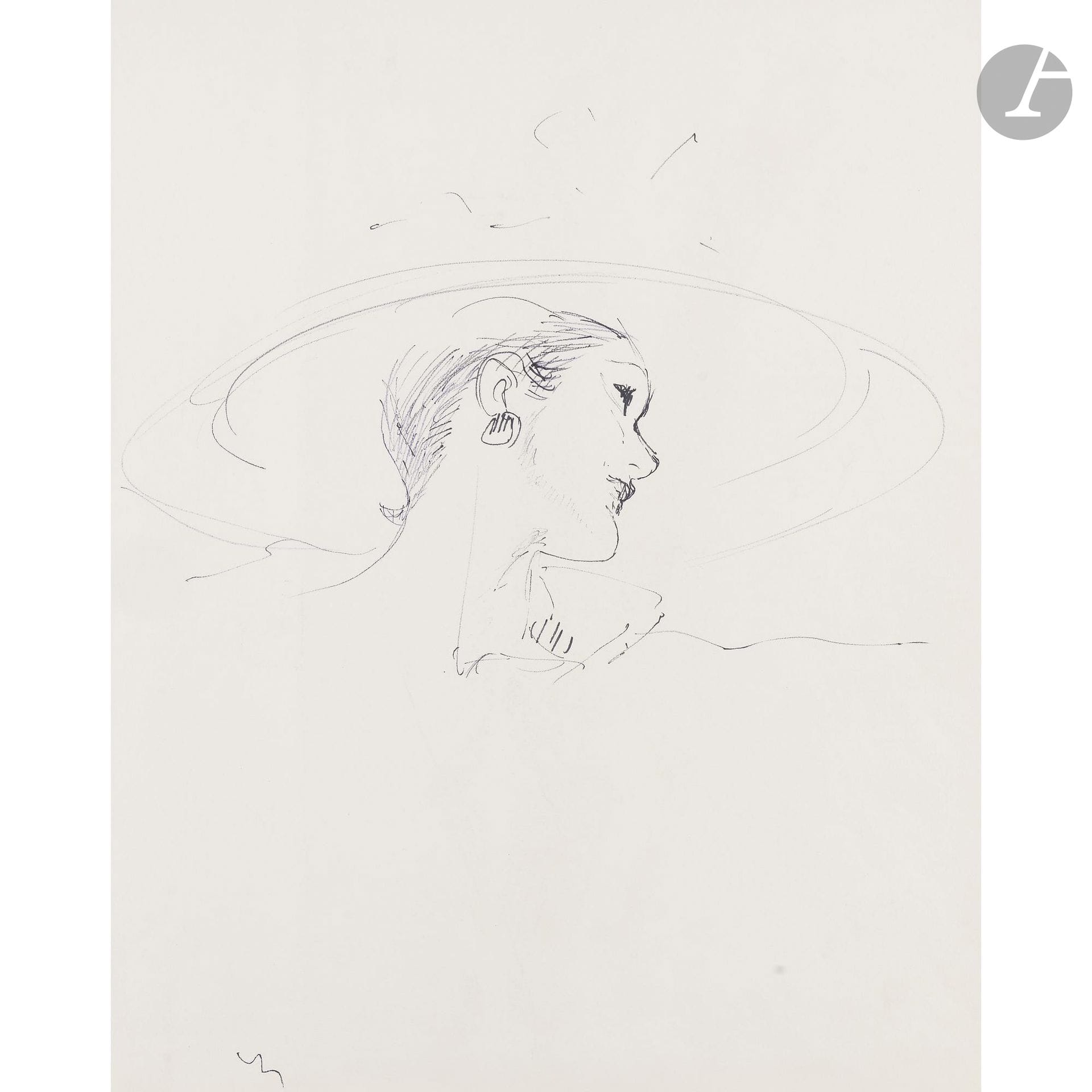 René GRUAU (1909–2004)
Woman with a Hat
Felt.
Unsigned. 
(Creases).
55 x 45 cm

Provenance: 
José de Gorrochategui Collection.