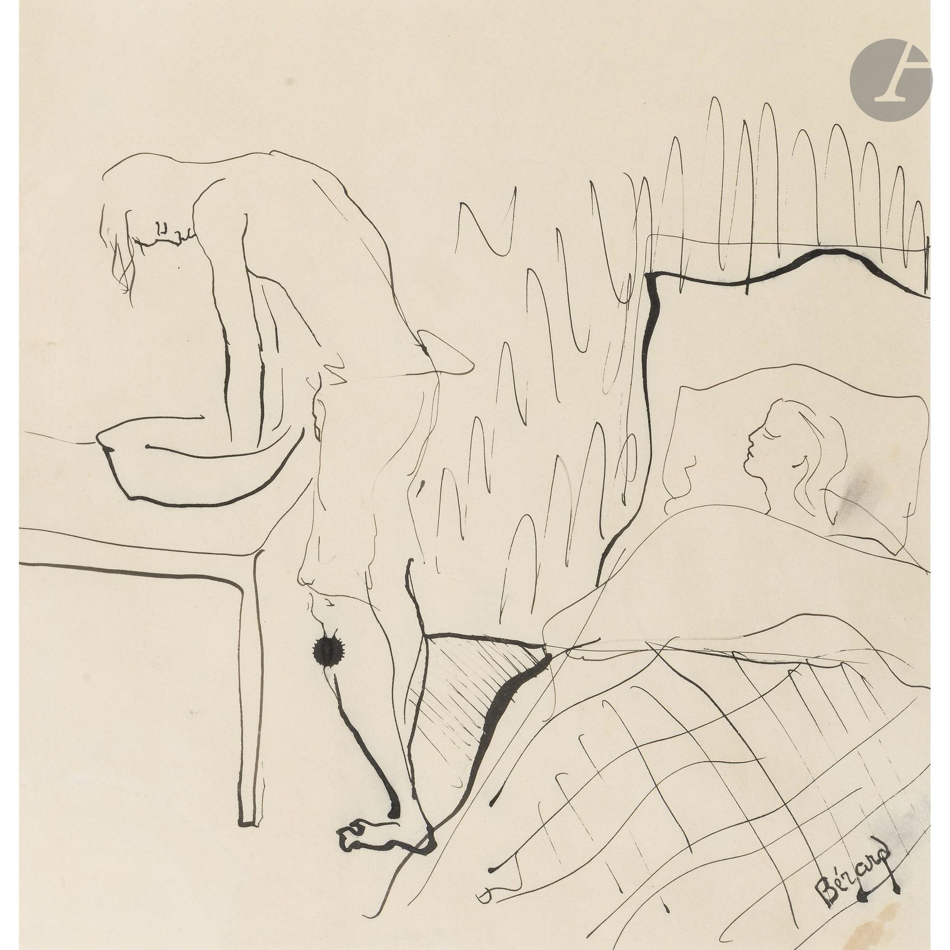 Christian BÉRARD (1902–1949)
The Room
Ink.
Studio stamp in the lower right corner.
(Small spots).
27 x 25.5 cm