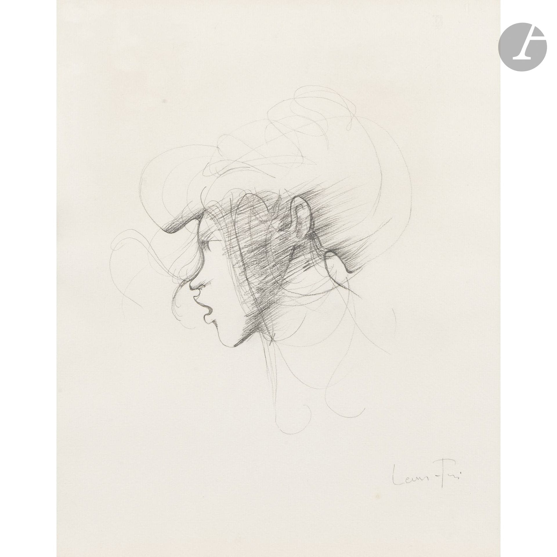 Leonor FINI (1908–1996)
Portrait of a Woman
Graphite.
Signed lower right.
(A small stain in the lower right quarter).
41 x 33.5 cm
