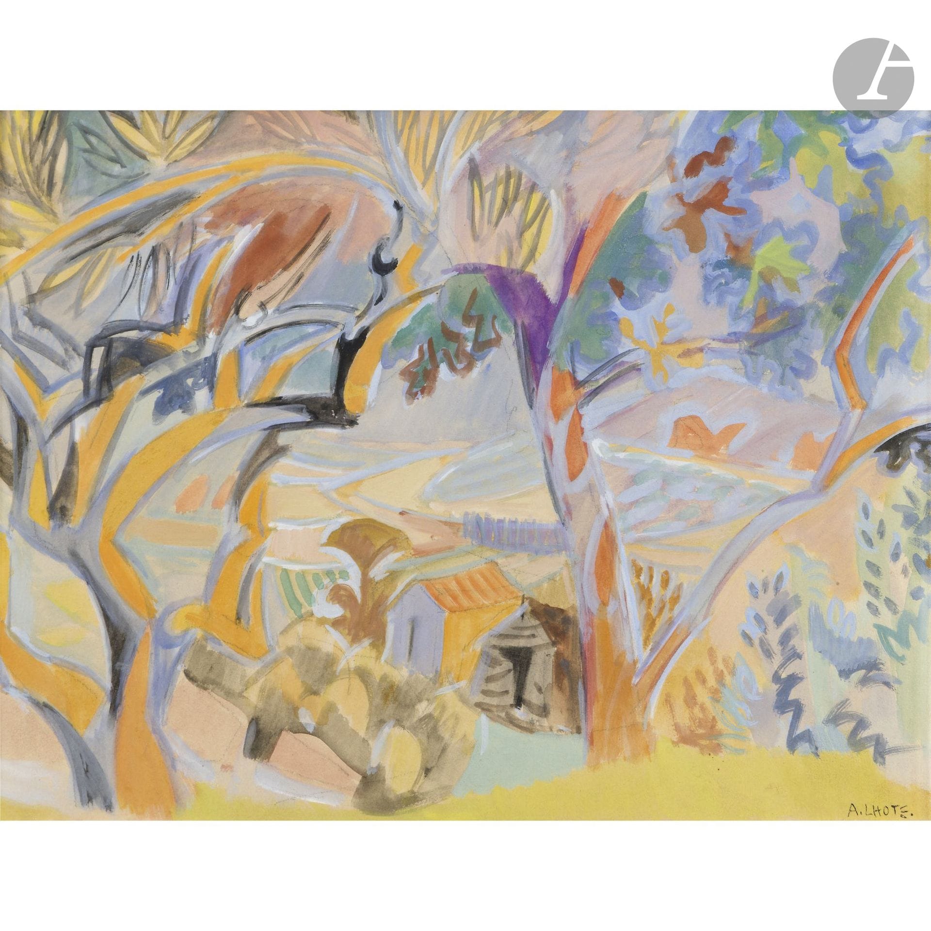 André LHOTE (1885–1962)
Landscape with Houses
Gouache.
Signed at the bottom.
26.5 x 36 cm

We would like to thank Ms. Dominique Bermann Martin for confirming the authenticity of this work.