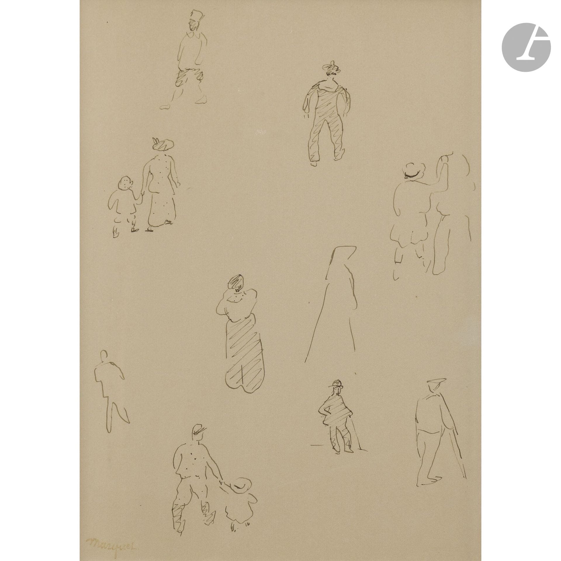 Albert MARQUET (1875–1947)
Figure Studies
Ink.
Studio stamp in the lower left corner (faded ink).
26 x 19 cm