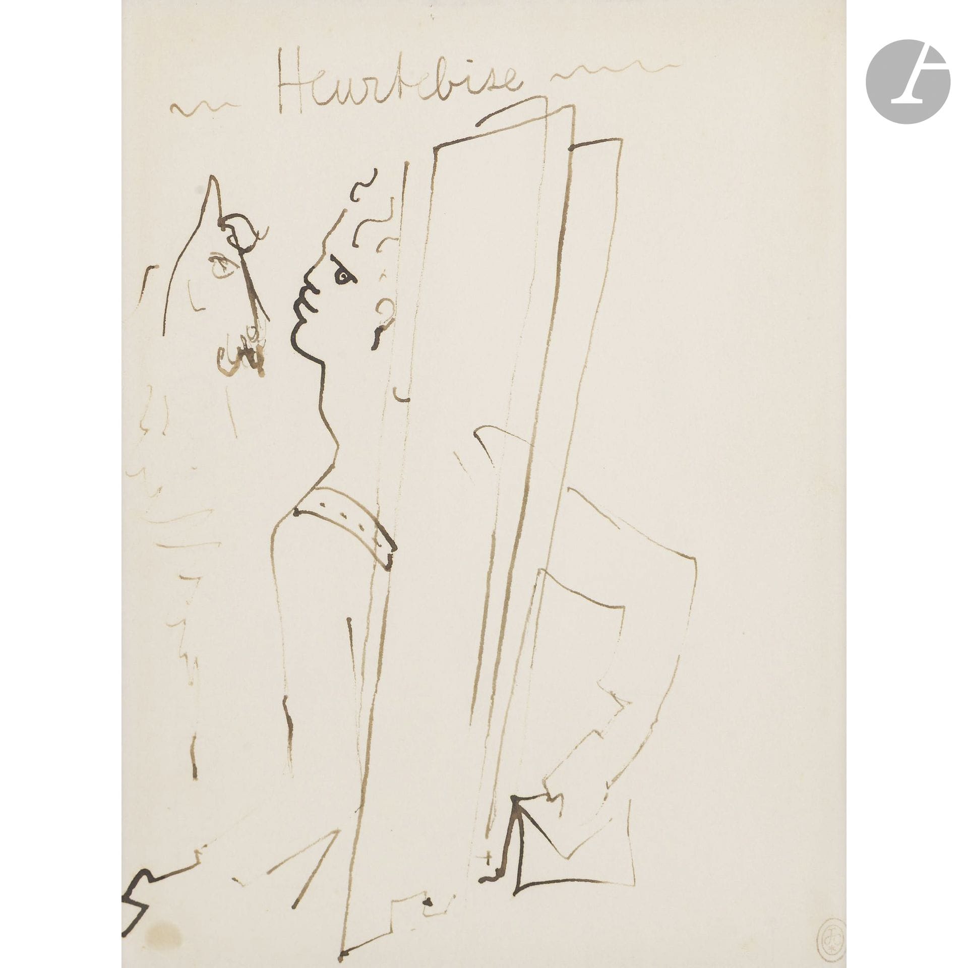 Jean COCTEAU (1889–1963)
Heurtebize
Brown ink.
Studio stamp in the lower right corner.
25.5 x 19.5 cm

Mr. Dominique Bert has confirmed the authenticity of this work.

A certificate from the Guédras Archives will be provided upon request and at the purchaser’s expense.