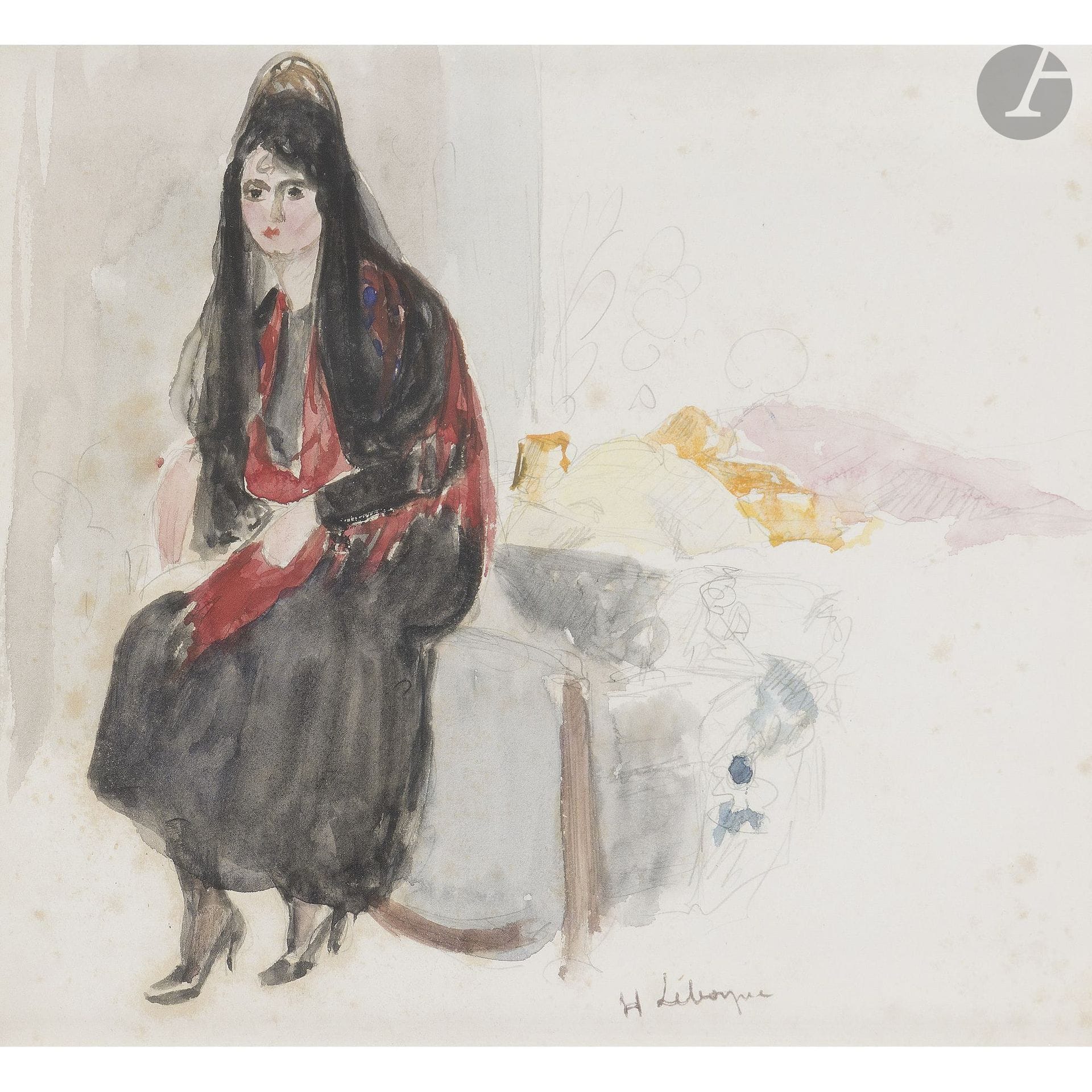 Henri LEBASQUE (1865–1937)
The Spanish Woman
Watercolor.
Signed lower right.
(Age spots).
21.5 x 24 cm