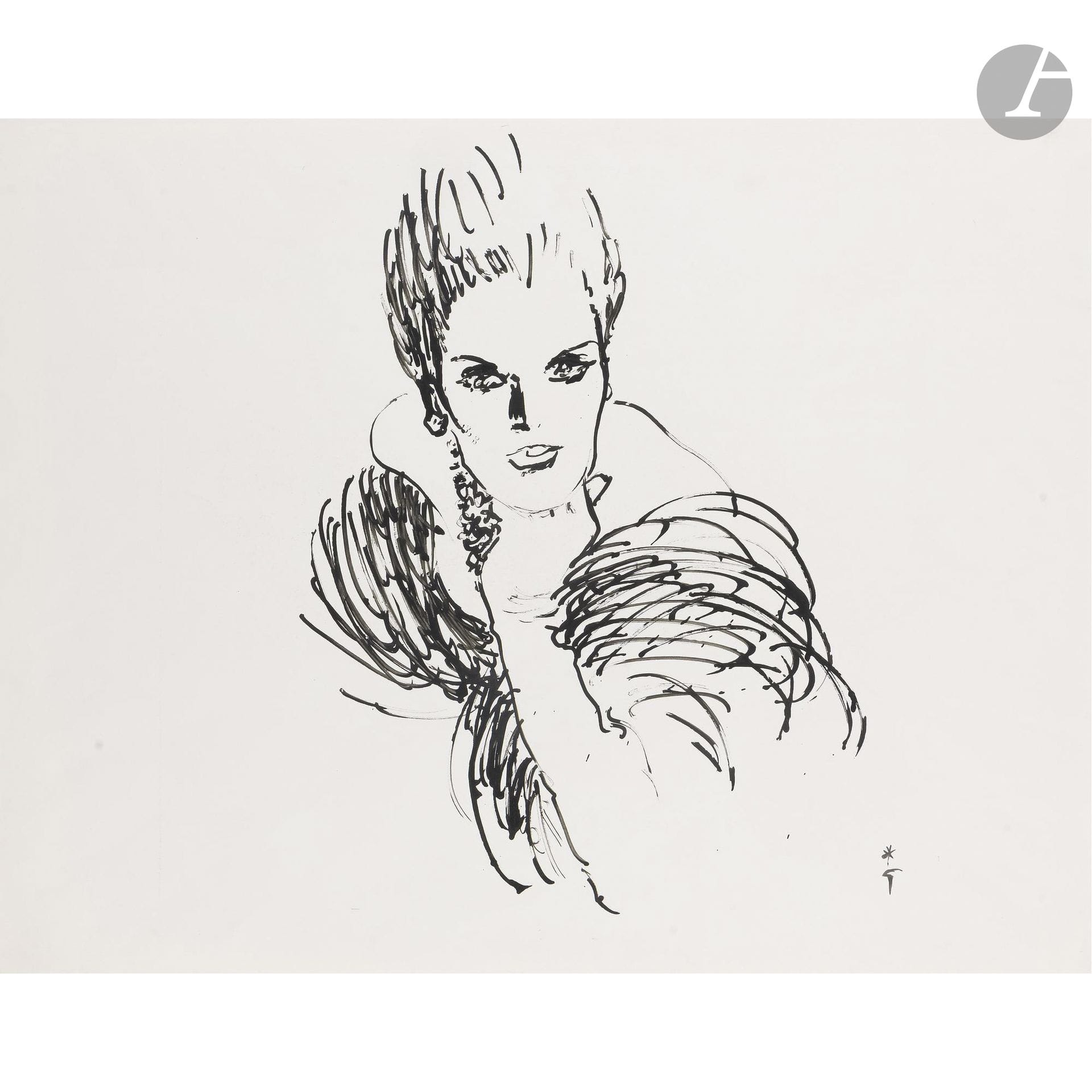 René GRUAU (1909–2004)
Woman Leaning on Her Elbow
Ink.
Signed lower right.
50 x 65 cm

Provenance: 
Estate of René Gruau.