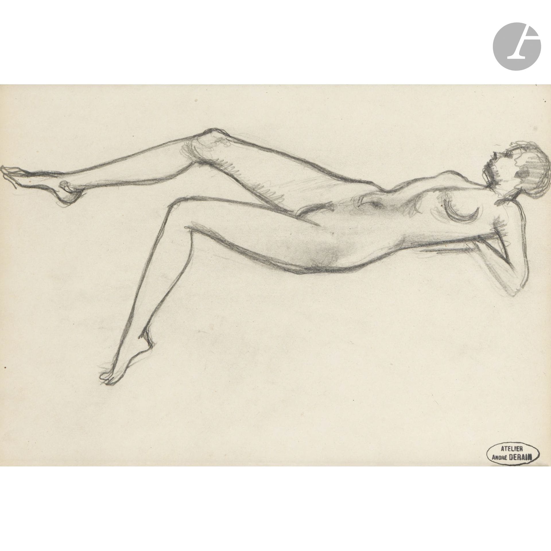 André DERAIN (1880–1954)
Reclining Nude
Graphite and stump.
Studio stamp in the lower right corner.
16 x 23 cm

Provenance: 
Tajan Auction, Paris, November 27, 2009, lot 232.
