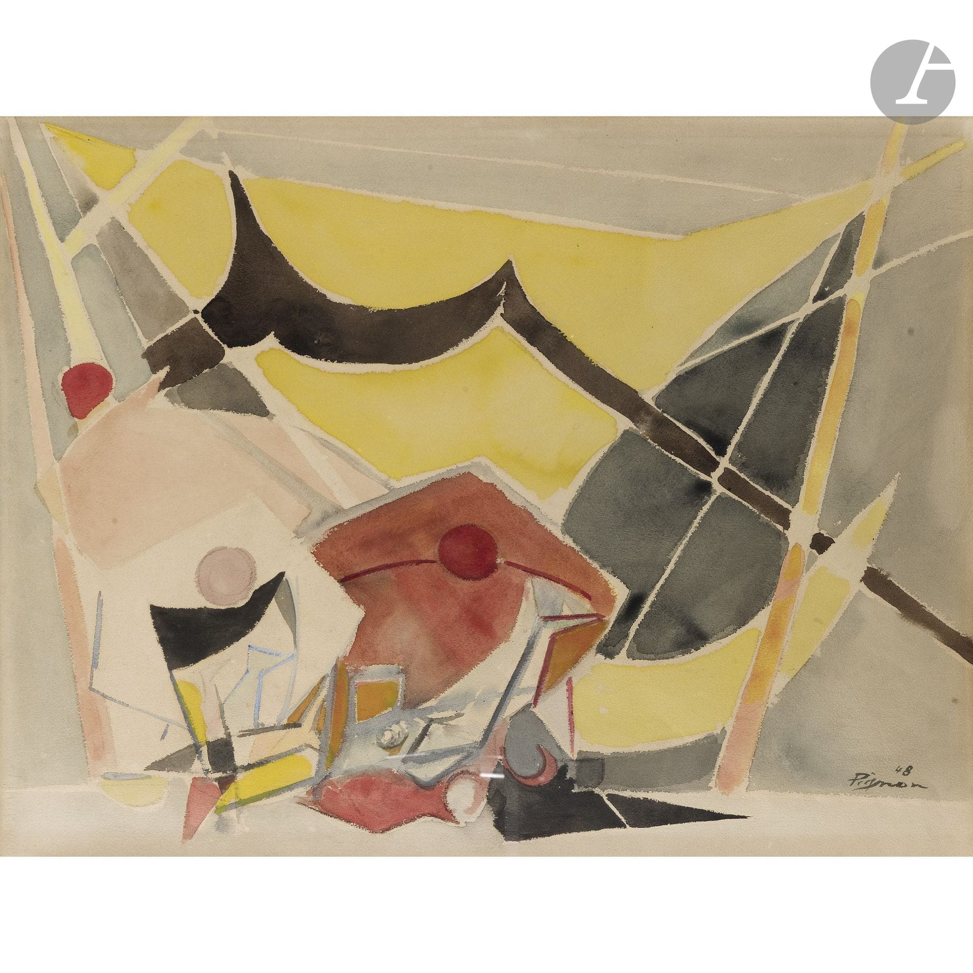 Édouard PIGNON (1905–1993)
Les Voiles, 1948
Watercolor.
Signed and dated lower right.
48 x 62 cm

Provenance: 
Mike Decker, Luxembourg.

We would like to thank Mr. Philippe Bouchet for the information he kindly provided.
