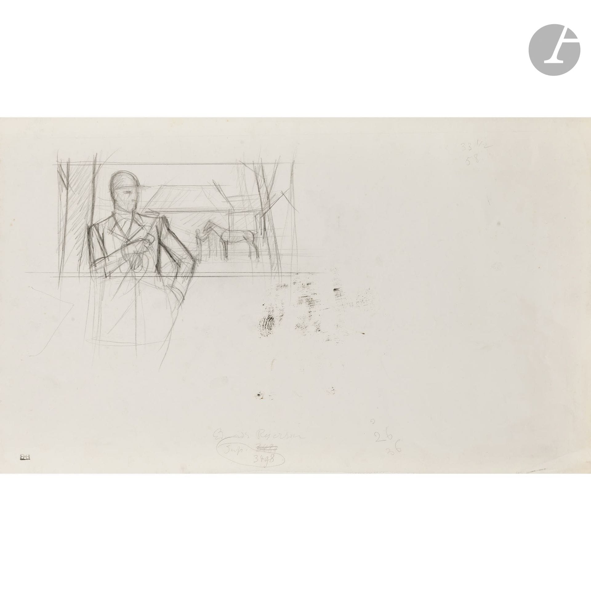 Bernard BOUTET DE MONVEL (1881–1949)
Study of a Horseman
Graphite.
Stamped lower left.
(Stains).
Sheet: 37 x 58 cm
Subject: 22 x 24 cm