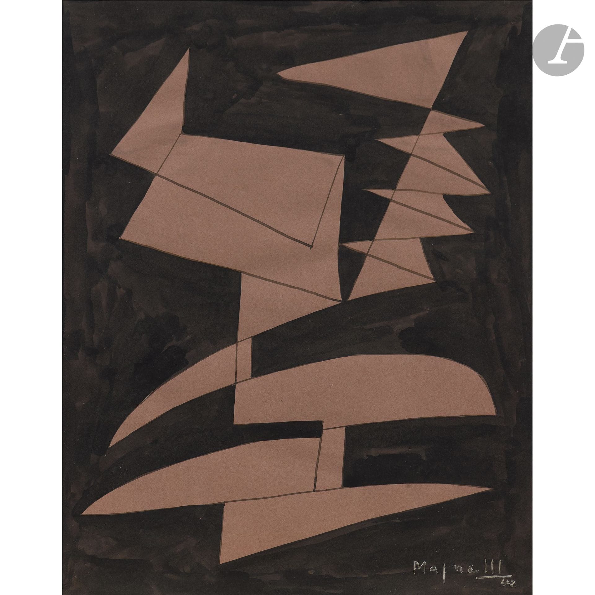 Alberto MAGNELLI (1888–1971)
Composition, 1942
Ink on paper.
Signed and dated lower right.
27 x 21 cm

A certificate from Mr. Claude Maisonnier, dated October 14, 2026, will be provided to the purchaser.