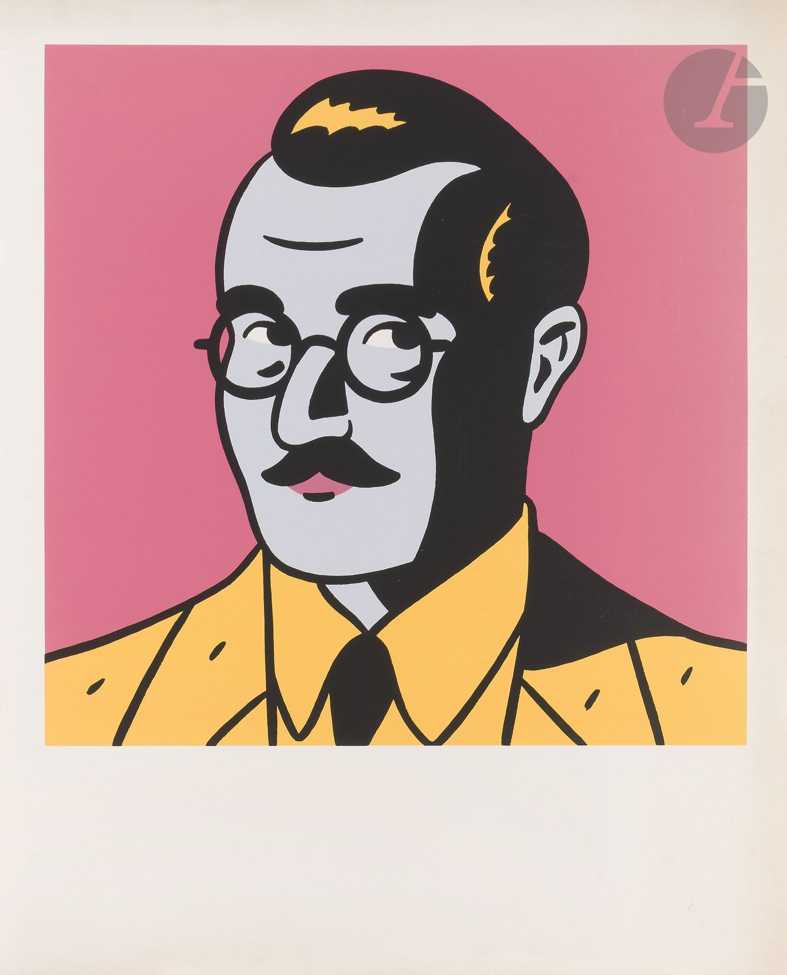 FLOC’H (born in 1953)
Francis Albany by Andy Warhol (pink background), 1992
Silkscreen print.
Unsigned print on Arches vellum. Edition of 125 copies.
(Stains).
99 x 79.5 cm