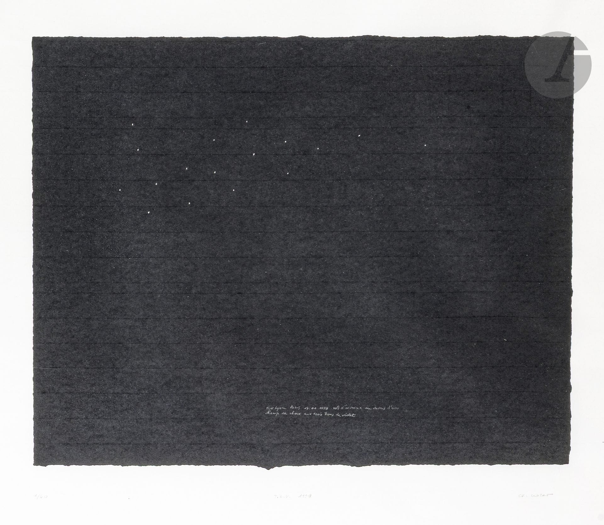 Christine CROZAT (born in 1952)
TGV 98, 1998
Silkscreen print.
Printed on paper; signed, titled, and numbered. Edition of 40.
Framed.
62 x 89 cm