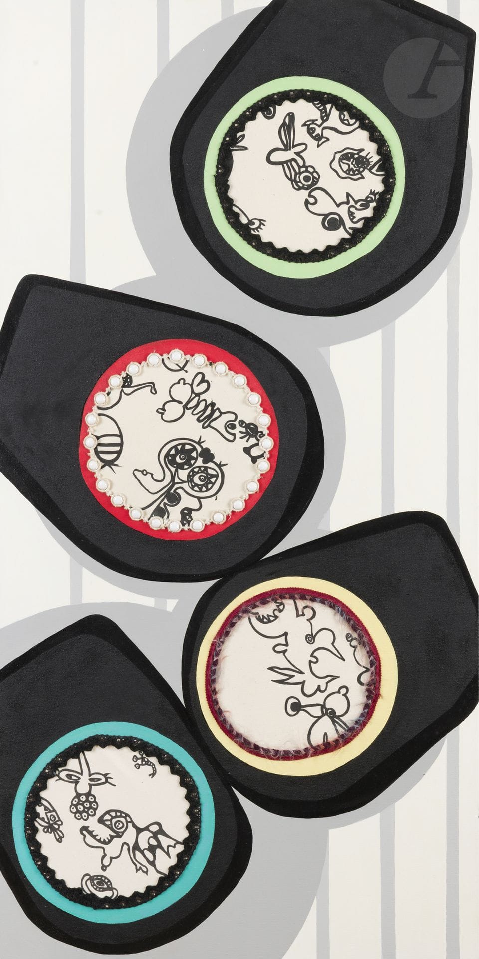 Dominique LIQUOIS (née en 1957)
Ladite Vision, 2008
Huile, acrylique et tissu sérigraphié en relief.
Épreuve sur toile signée, datée, titrée et annotée au dos. Exemplaire unique.
120 x 60 cm