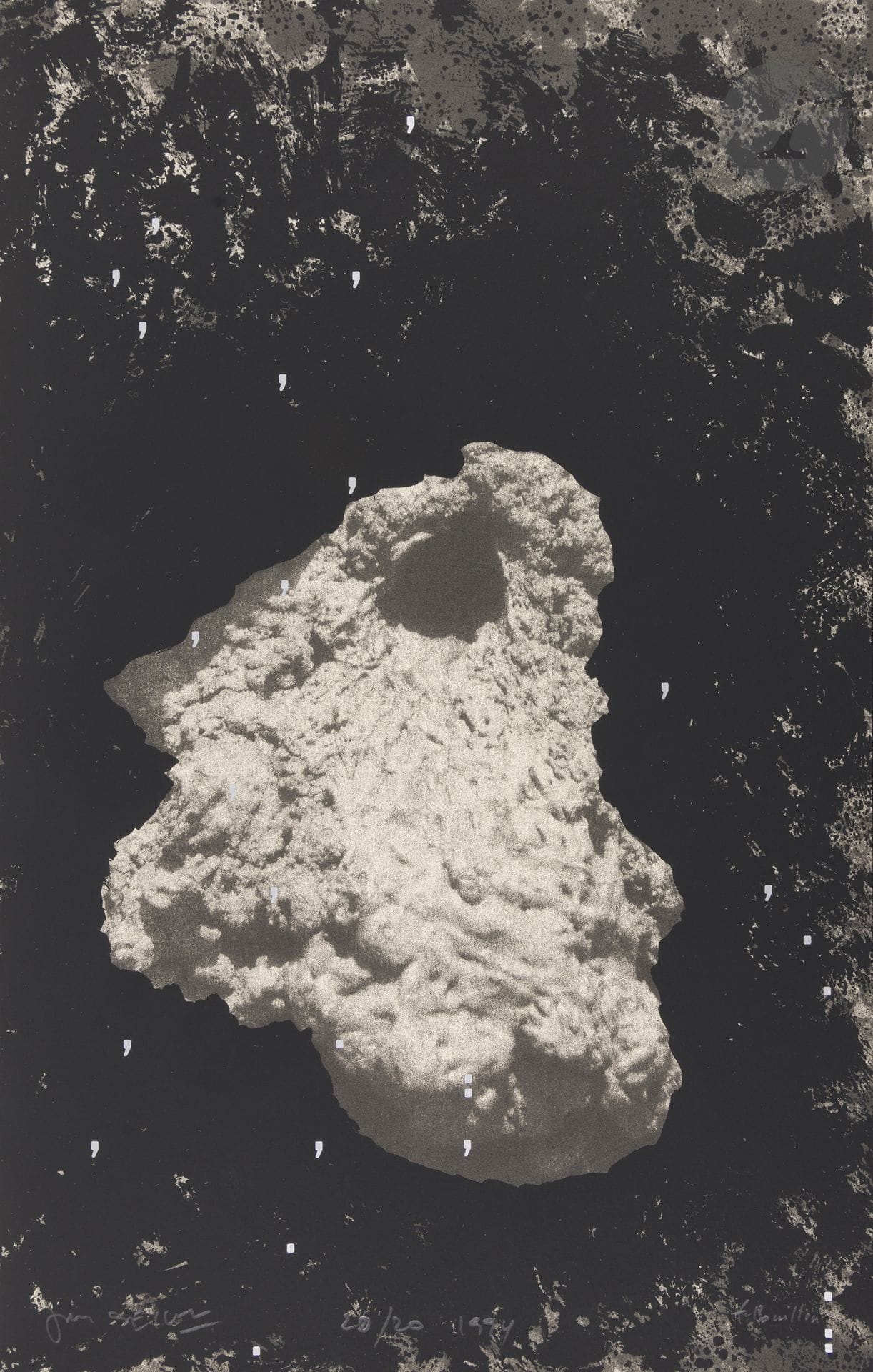 Jean SEISSER (né en 1943) et François BOUILLON (1944-2025)
Soirs d’Afrique, 1994
L’Atelier, Paris.
Portfolio comprenant sept sérigraphies imprimées sur feuillets rempliés, chacune numérotée, datée et signée des deux artistes.
Édition à 24 exemplaires. 
Dans un emboîtage.
(Traces d’arrachage sur l’emboîtage).
36,3 x 23,7 cm (chaque feuillet replié). 

Bibliographie : 
Collectif, Dans l’atelier d’Éric Seydoux. Imprimeur et éditeur en sérigraphie, Éditions Naima, Paris, 2025, une des planches reproduite p.133.