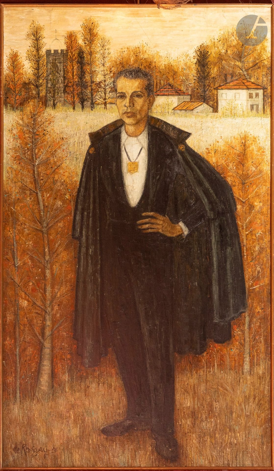 Gaëtan DE ROSNAY (1914-1992) 
Le Marquis d'Arcangues, 1956
Huile sur toile.
Signée et datée en bas à gauche.
H. : 198 cm - L. : 115 cm

Ce lot provient du salon oriental du château d'Arcangues.
