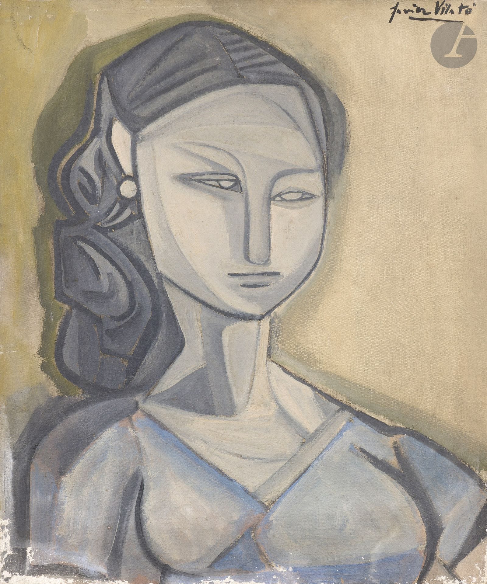 Javier VILATÓ RUIZ [espagnol] (1921-2000)
Portrait de femme, 1954
Huile sur toile.
Signée en haut à droite.
Datée " I-54 " au dos.
(Manques et usures sur les bords).
55 x 46 cm

Provenance :
Galerie Jeanne Castel, Paris.

Nous remercions Monsieur Xavier Vilató pour les informations qu’il nous a transmises. Cette œuvre est répertoriée dans ses archives.