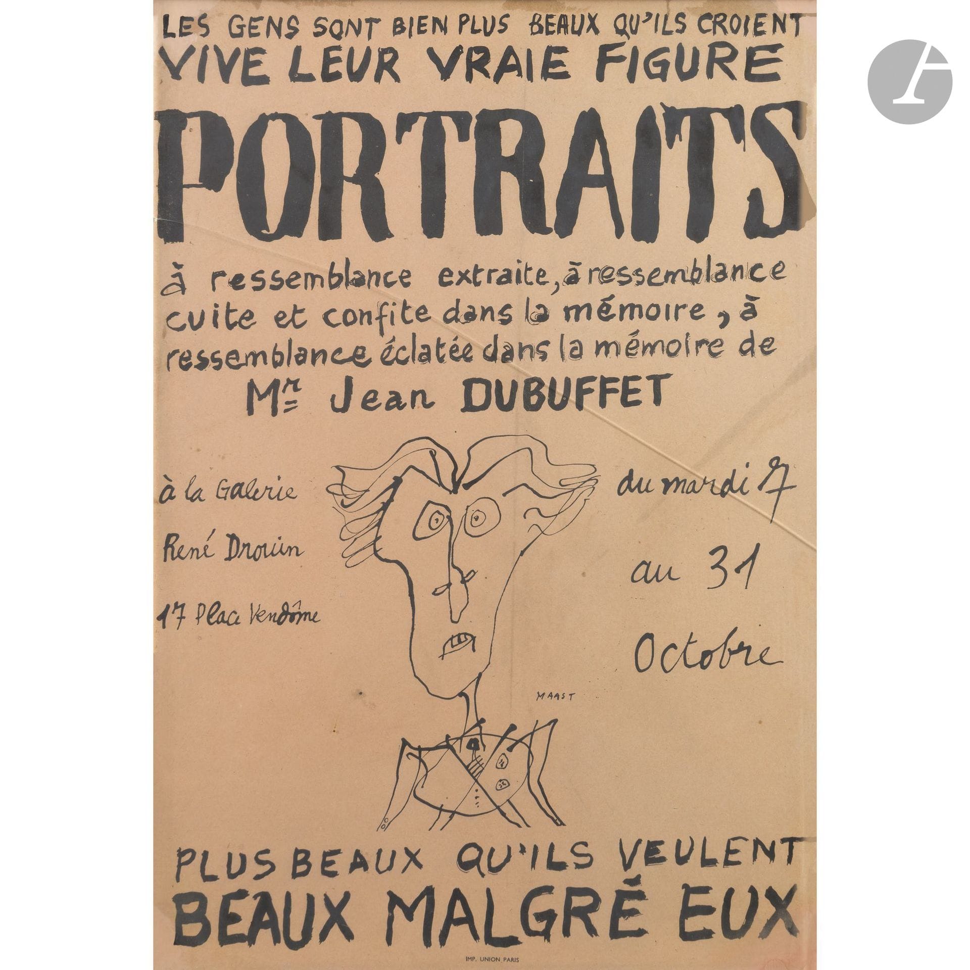 Set of 3 posters from the René Drouin Gallery
Jean DUBUFFET - Henri MICHAUX