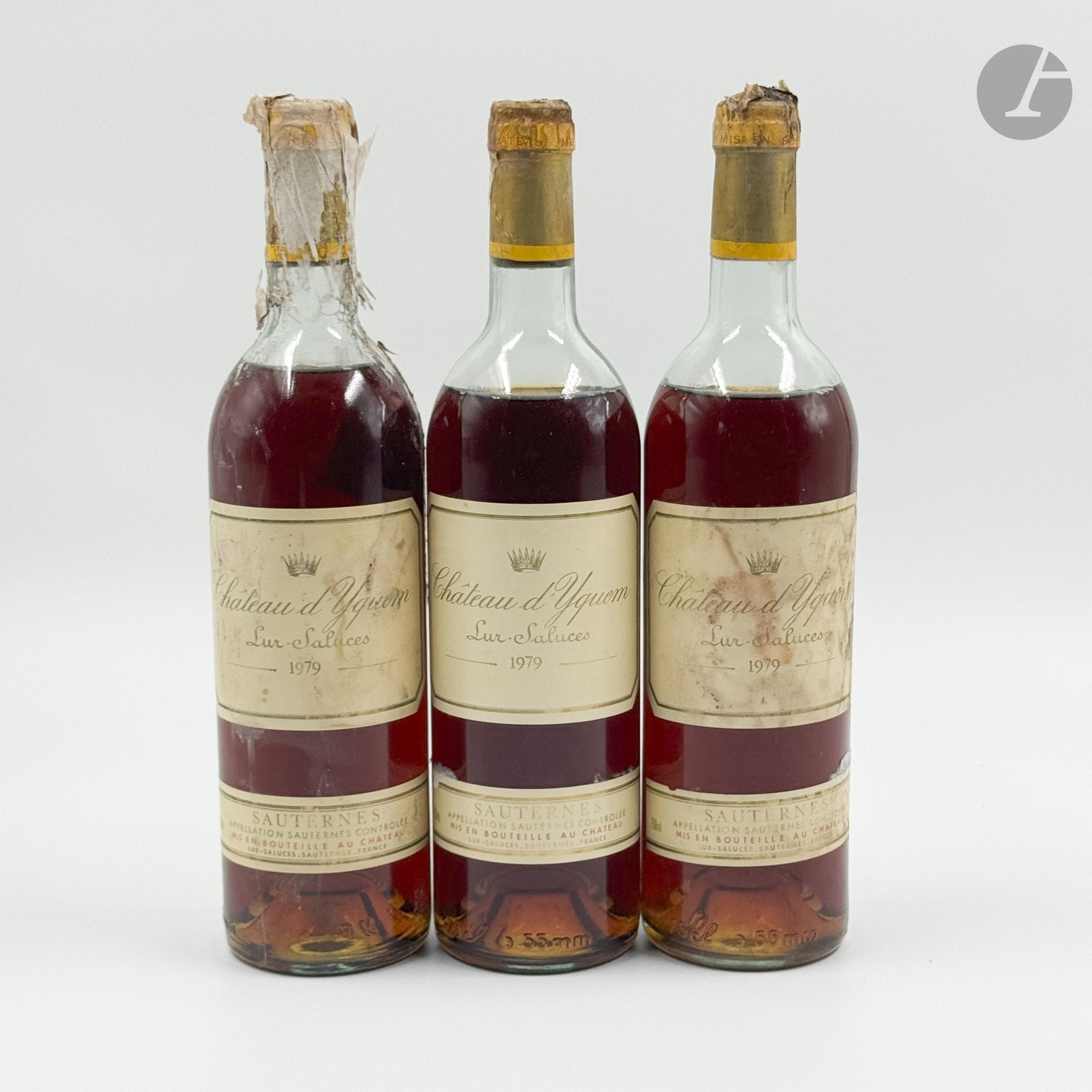 3 B CHÂTEAU D'YQUEM (1 H.E; 1 M.E.+; 1 M.E; e.t.h; c.s. bombées), C1 Supérieur Sauternes, 1979