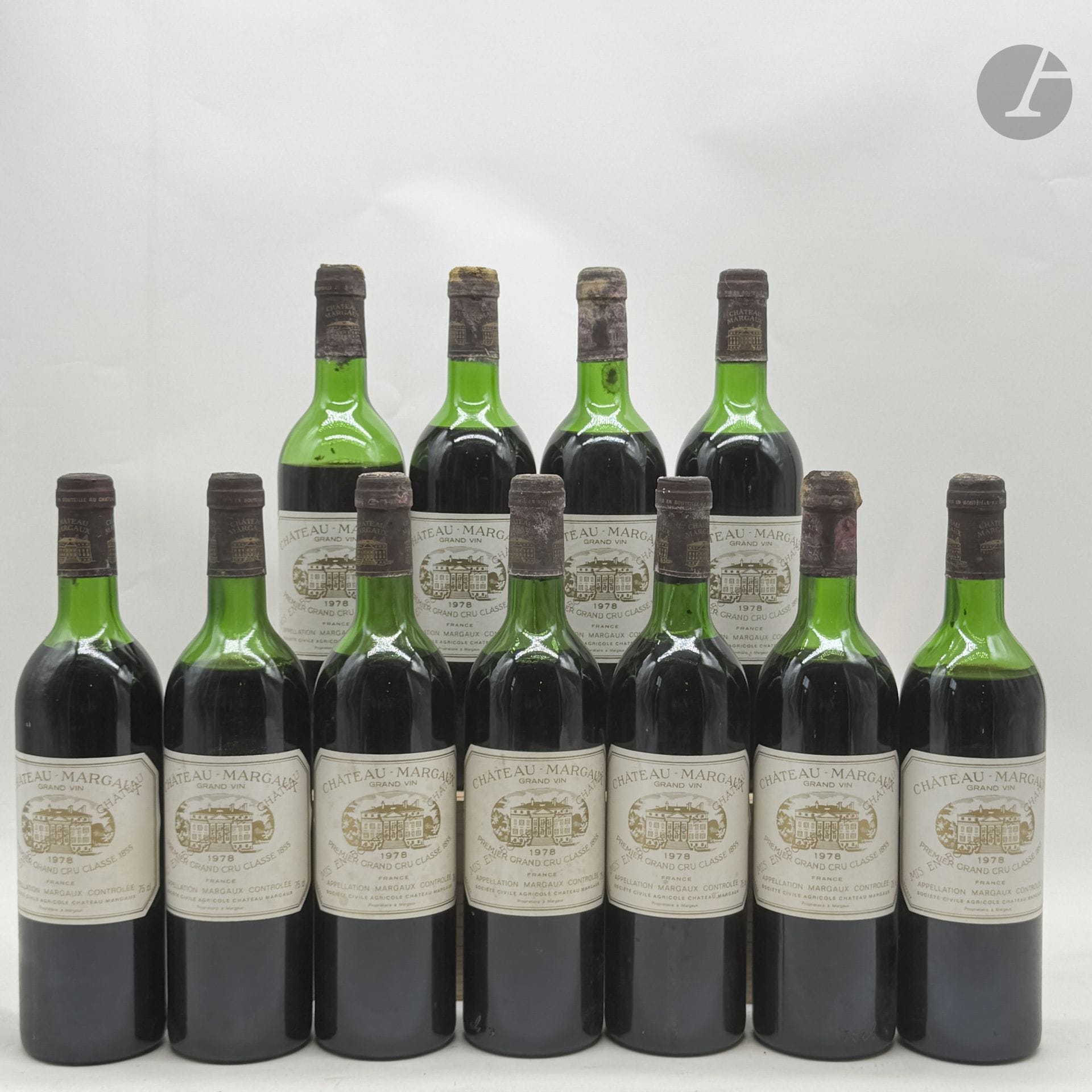 11 B CHÂTEAU MARGAUX (Caisse bois de 12 remise à l'acquéreur) (2 H.E.+; 2 H.E; 5 M.E.+ et 2 B.E; e.t.h; c.c.), GCC1 Margaux, 1978