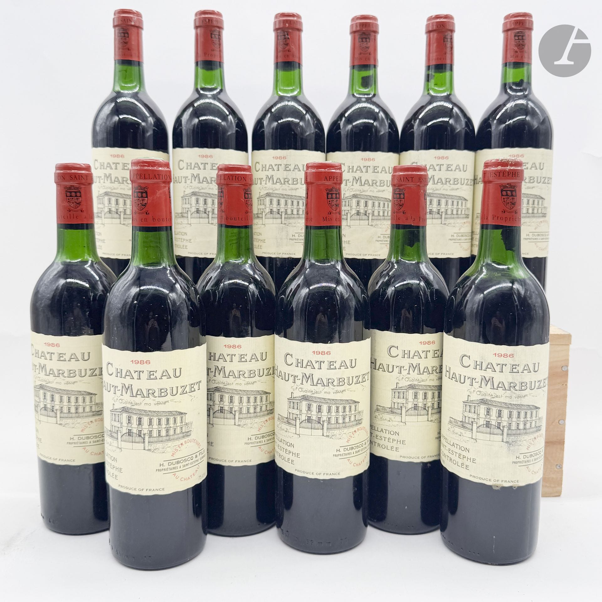 12 B CHÂTEAU HAUT-MARBUZET (11 T.L.B. ou mieux et 1 H.E.+; 3 e.t.h; 1 c.s.), Saint-Estephe, 1986