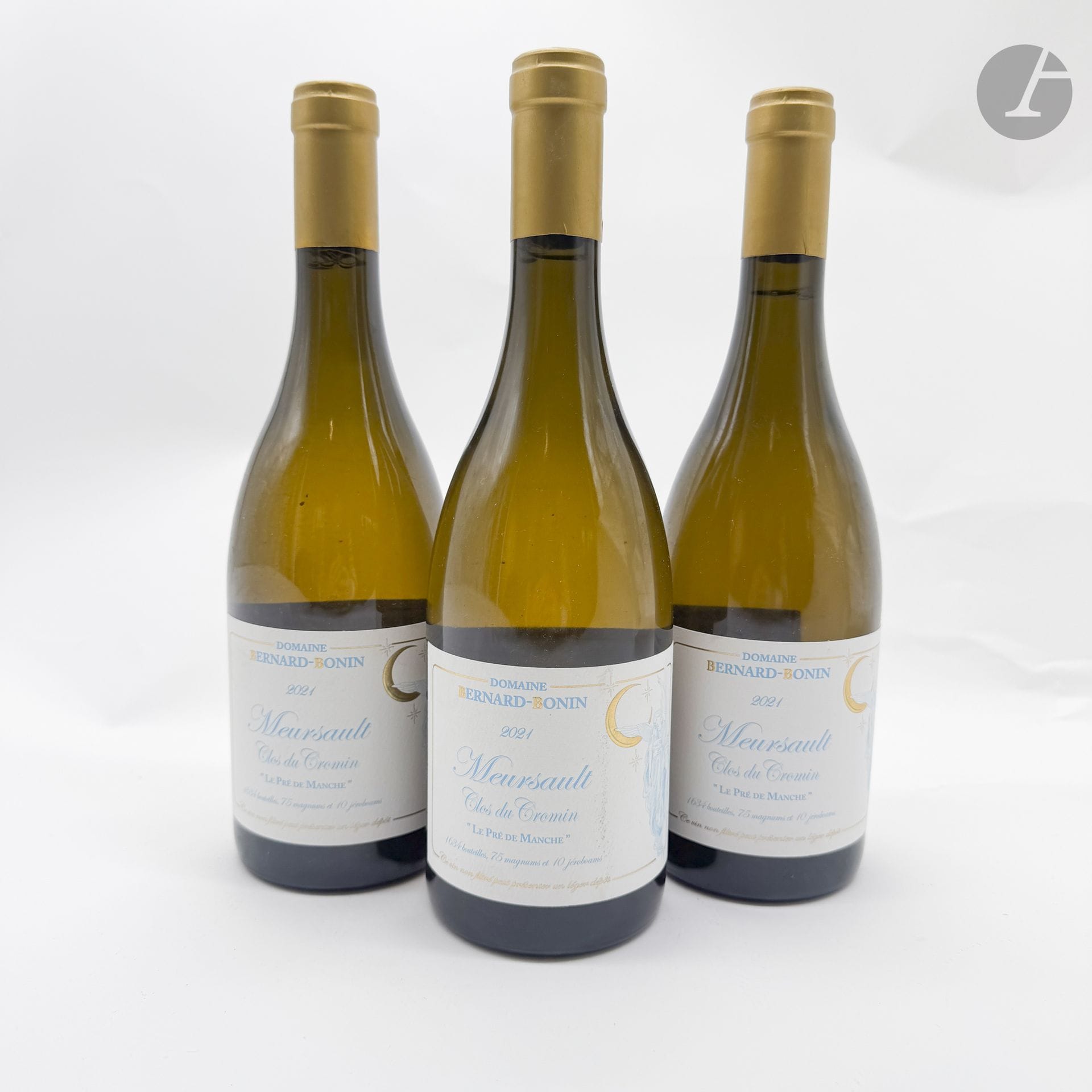3 B MEURSAULT CLOS DU CROMIN "LE PRE DE MANCHE" (1 e.l.s; 1634 bouteilles récoltées), Domaine Bernard Bonin, 2021