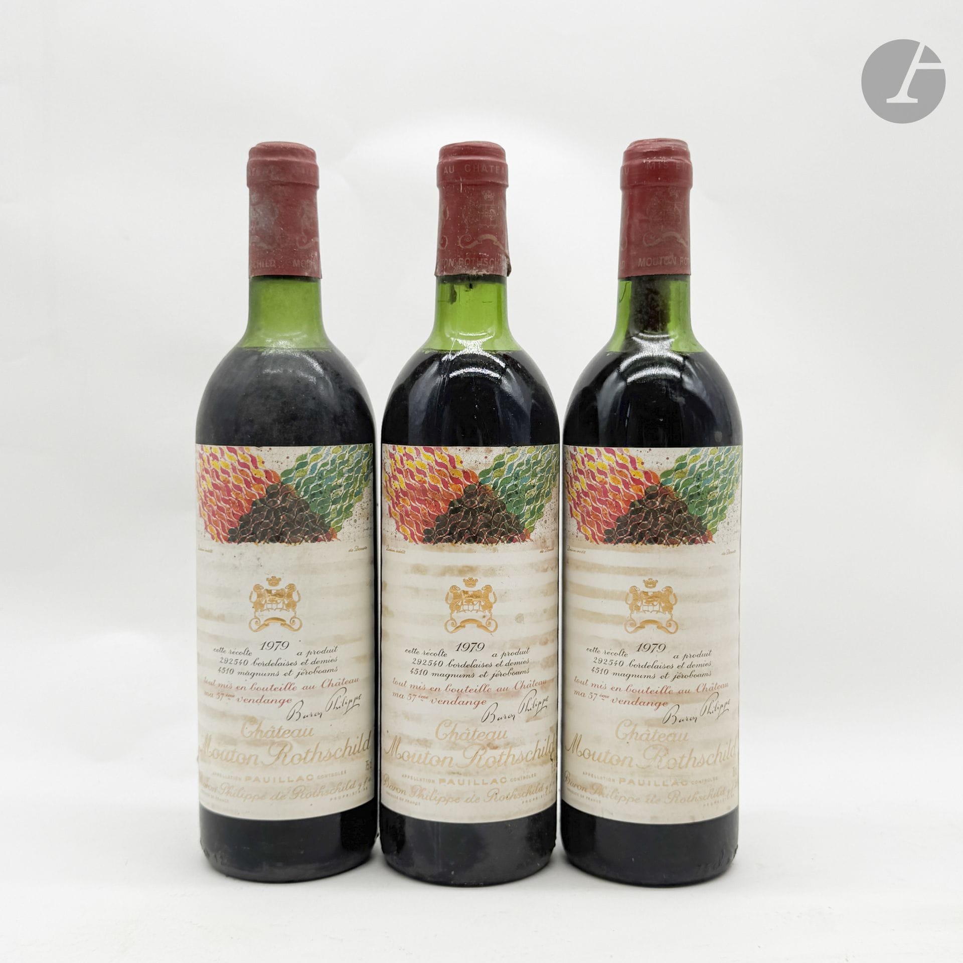 3 B CHÂTEAU MOUTON ROTHSCHILD (H.E.+; e.f.s; 1 c.c. à c.l.a.), GCC1 Pauillac, 1979
