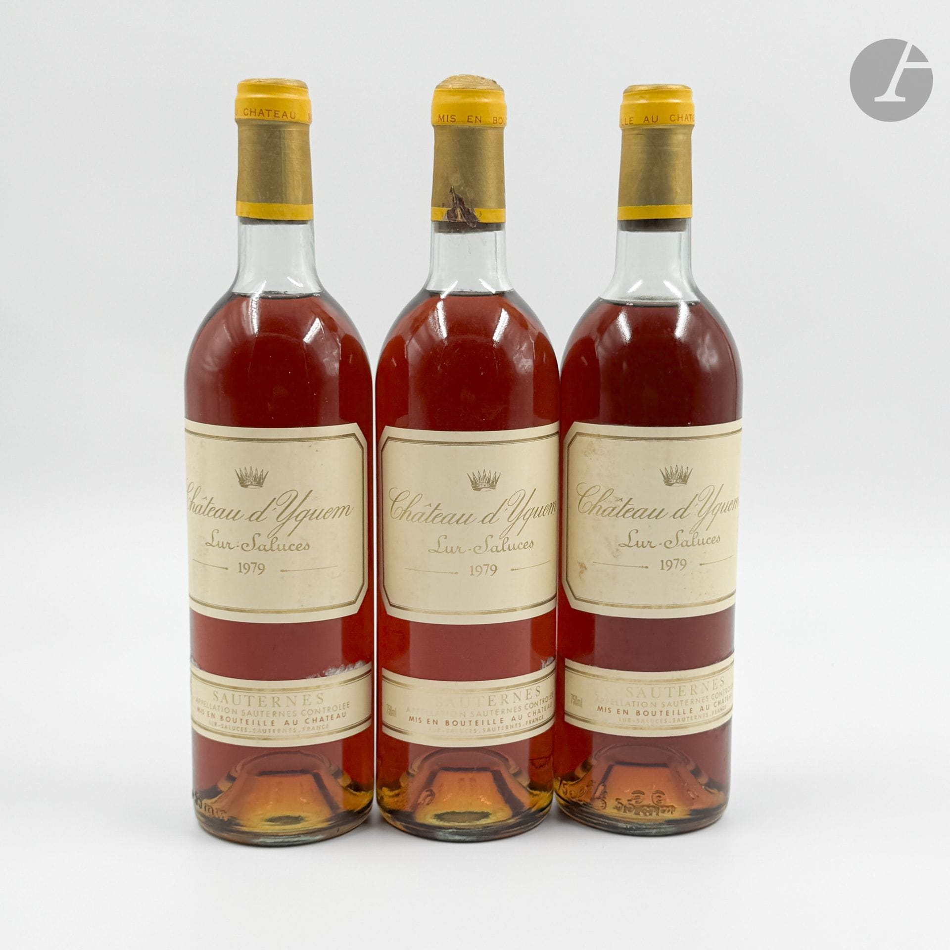 3 B CHÂTEAU D'YQUEM (2 T.L.B; 1 H.E.+; 2 e.t.h; 1 c.s. bombée; 1 c.c. légères), C1 Supérieur Sauternes, 1979