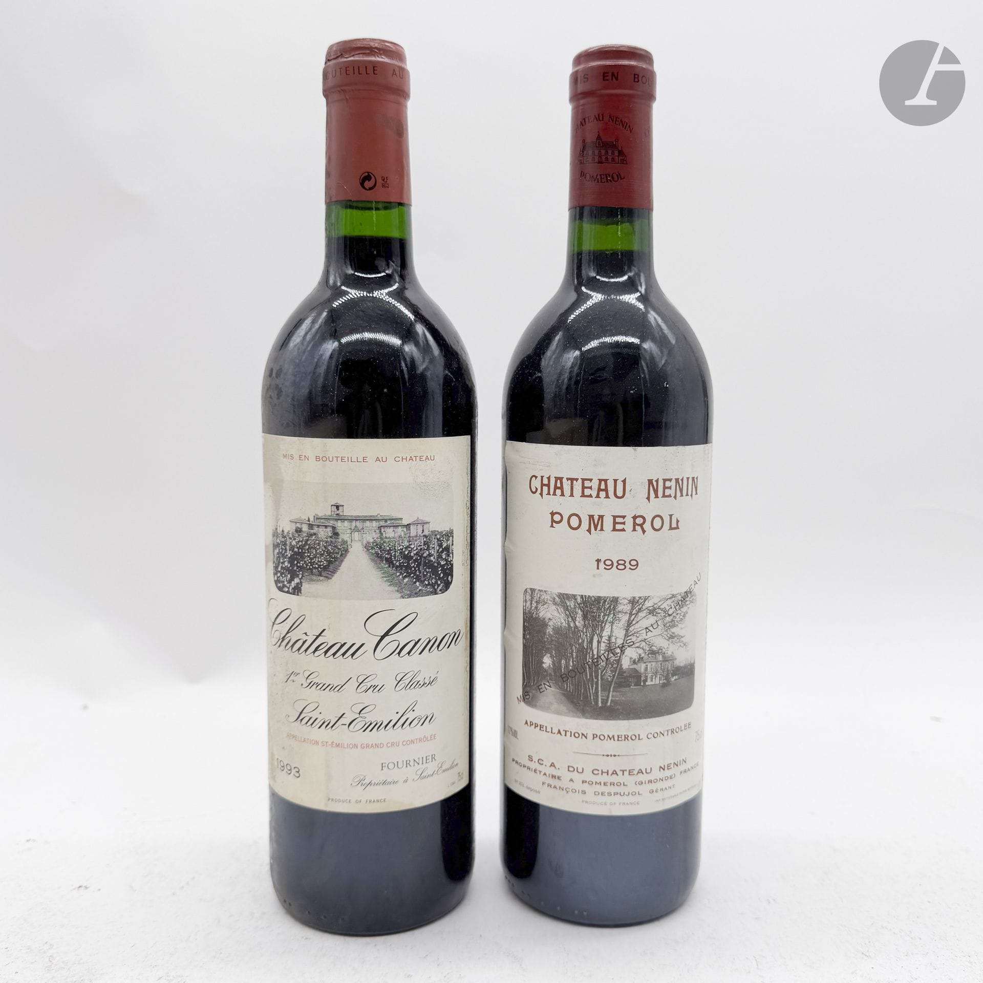 1 B CHÂTEAU NENIN (e.l.s.), Pomerol, 1989
1 B CHÂTEAU CANON  (e.t.h.), GCC1B Saint-Emilion, 1993