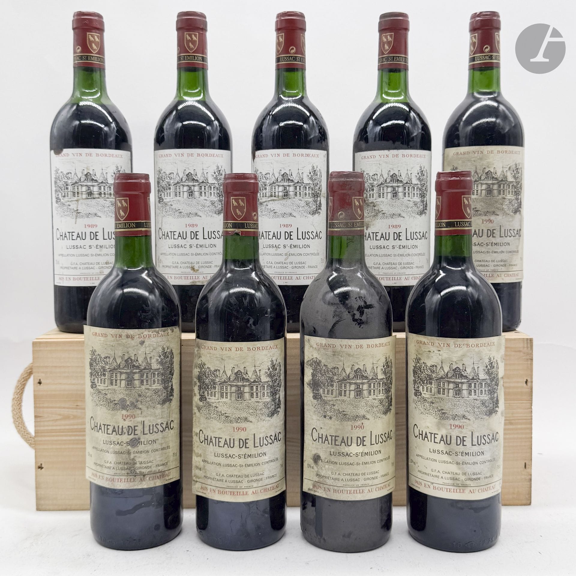 5 B CHÂTEAU DE LUSSAC (2 T.L.B.+; 3 H.E.+; e.t.h.), Lussac Saint-Emilion, 1989
4 B CHÂTEAU DE LUSSAC (2 B.G; e.t.h.), Lussac Saint-Emilion, 1990