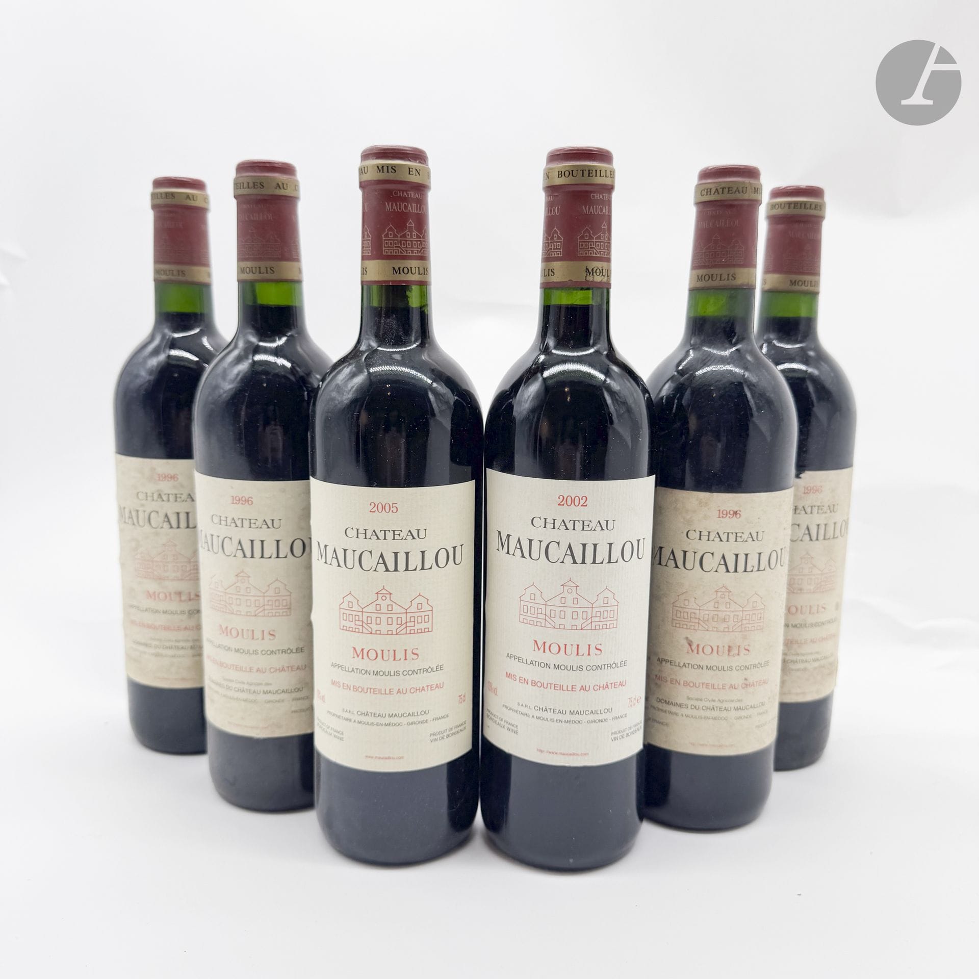 4 B CHÂTEAU MAUCAILLOU (e.t.h. dont 1 e.a.), Moulis, 1996
1 B CHÂTEAU MAUCAILLOU , Moulis, 2002
1 B CHÂTEAU MAUCAILLOU , Moulis, 2005