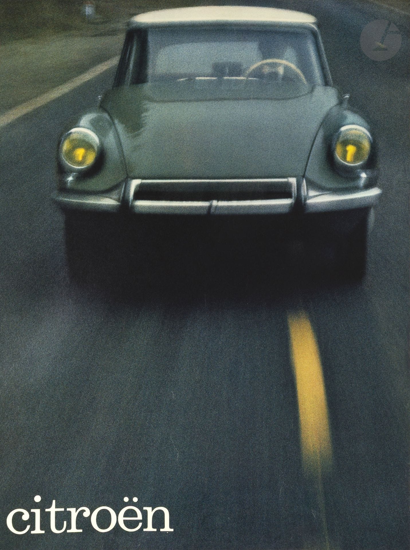 André MARTIN (20th century) – Agence Delpire
Citroën, The DS, 1960
Chromolithograph. Mounted on canvas. 
No stamp.
Good condition. 
109 x 83 cm