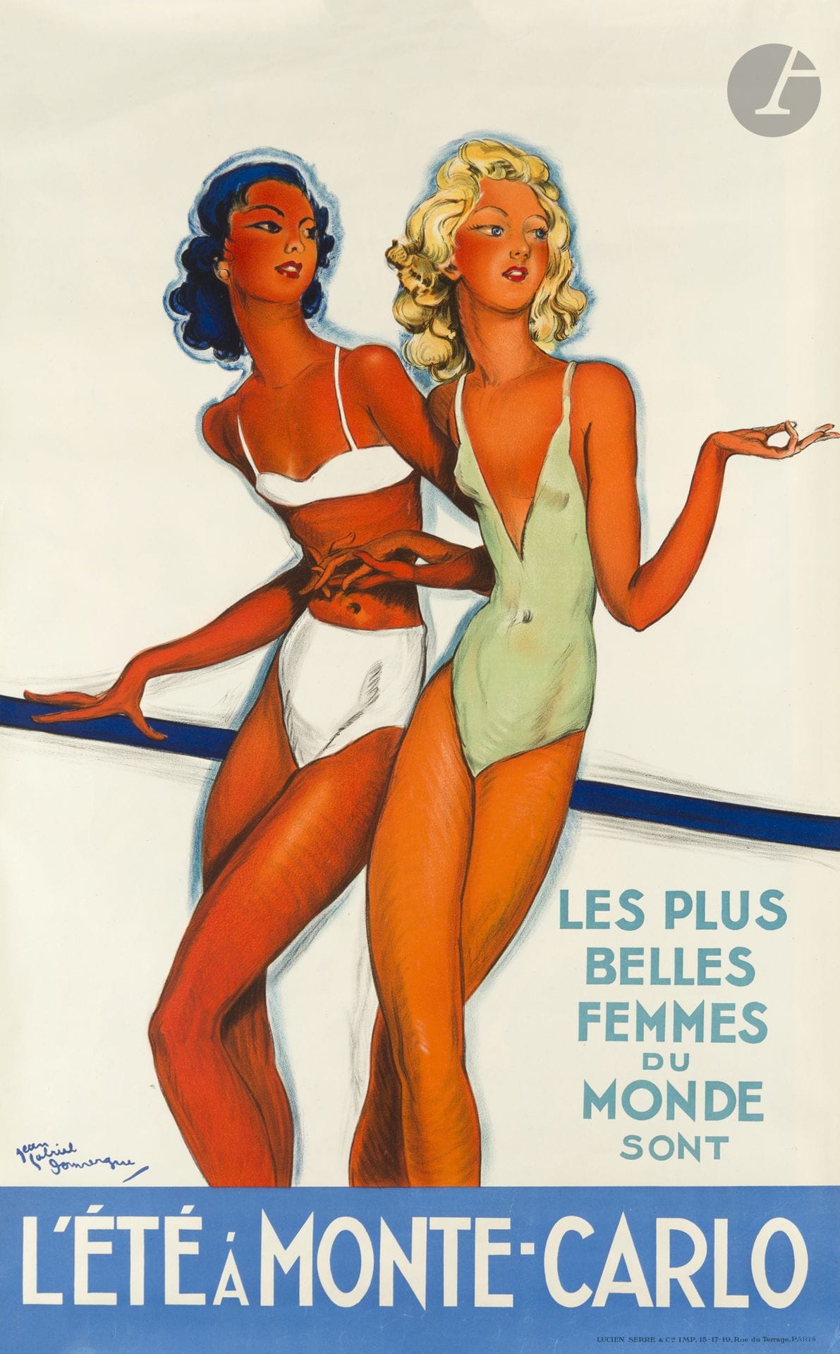 Jean-Gabriel DOMERGUE (1889-1962)
Les Plus belles femmes du monde sont l’été à Monte-Carlo
Chromolithographie. Non entoilée.
Imp. Lucien Serre, Paris.
Signée en bas à droite.
Très bon état.
100 x 61,5 cm